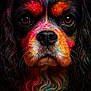 Plume Heikams a rejoint le concours — aidez-le/la à gagner de superbes lots ! animal, artistic, black_background, canine, close_up, colorful, creative, detailed, dog, expression, eyes, face, festival, fur, long_hair, majestic, paint_splatter, portrait, studio_shot, vibrant_colors