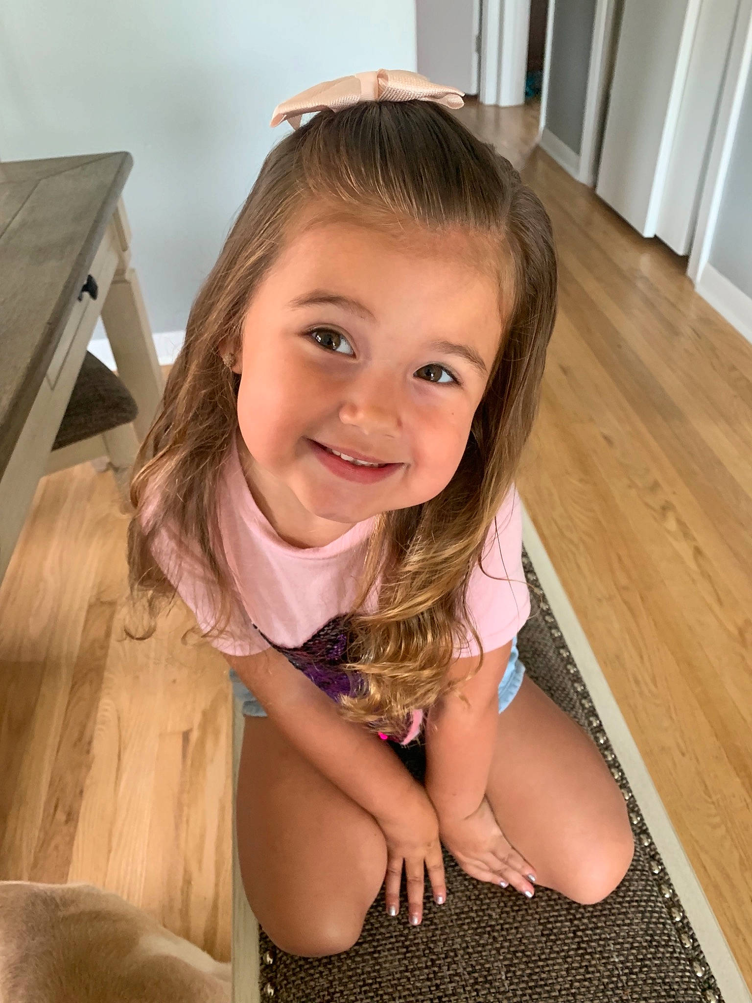Kinleigh joined the competition — help win amazing prizes! beauty, blond, brown_hair, child, child_model, eye, face, facial_expression, finger, floor, hair, hairstyle, head, joy, leg, long_hair, person, sitting, skin, smile