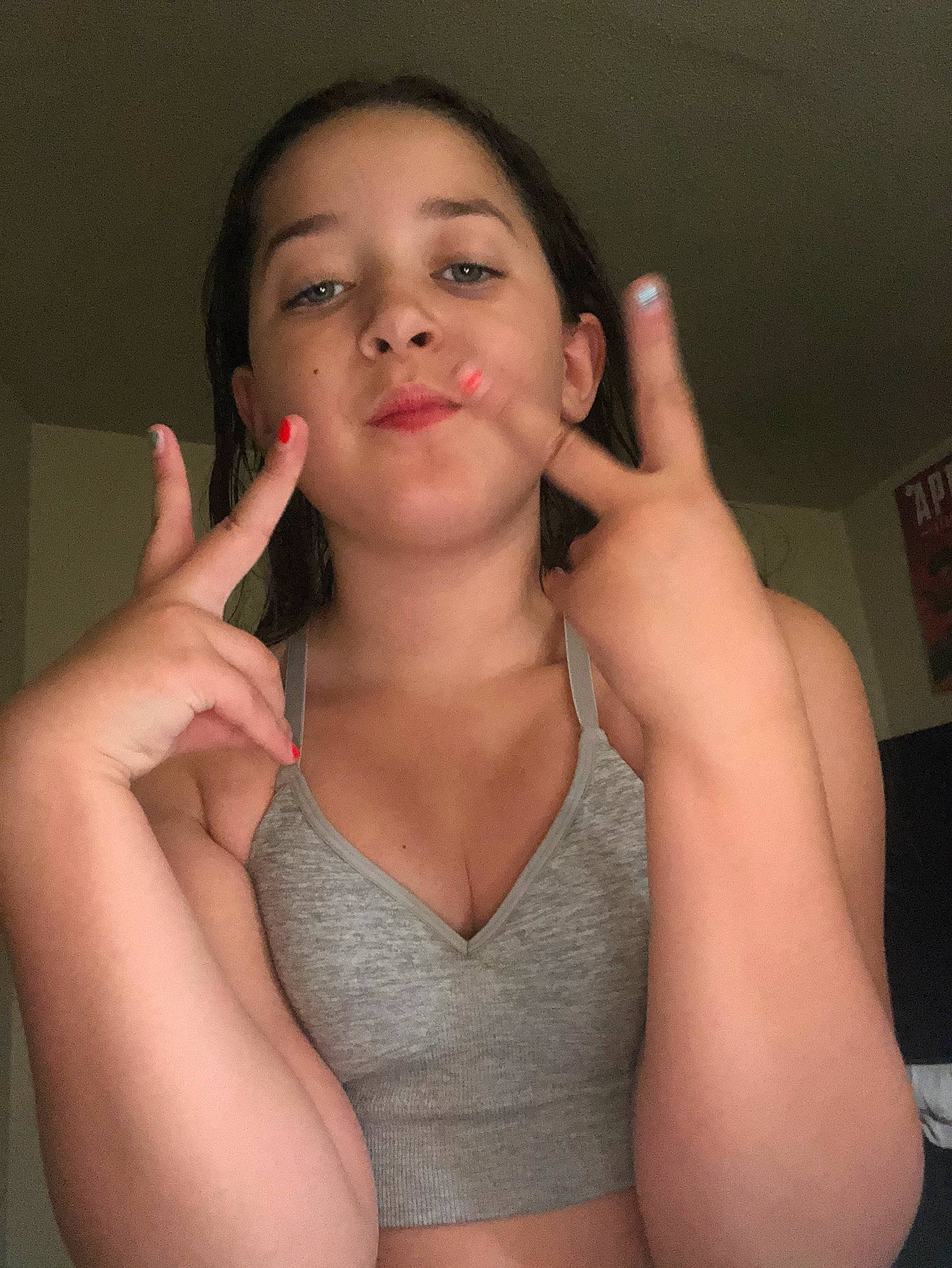 Jaedyn is registered to the contest to win money with this photo: beauty, black_hair, chest, elbow, eyebrow, eyelash, finger, forehead, gesture, hairstyle, hand, jaw, joint, lip, muscle, neck, organ, person, shoulder, skin