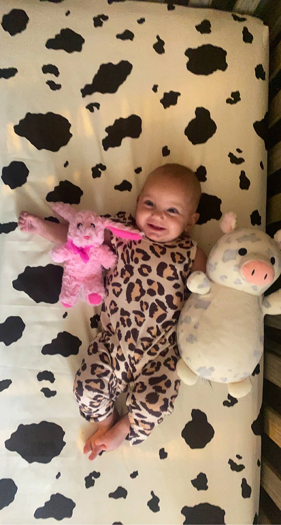 Everlee joined the competition — help win amazing prizes! baby, baby_toddler_clothing, cheek, child, comfort, facial_expression, happy, linens, pattern, person, pink, product, room, skin, sleeve, smile, stuffed_toy, textile, toddler, toy