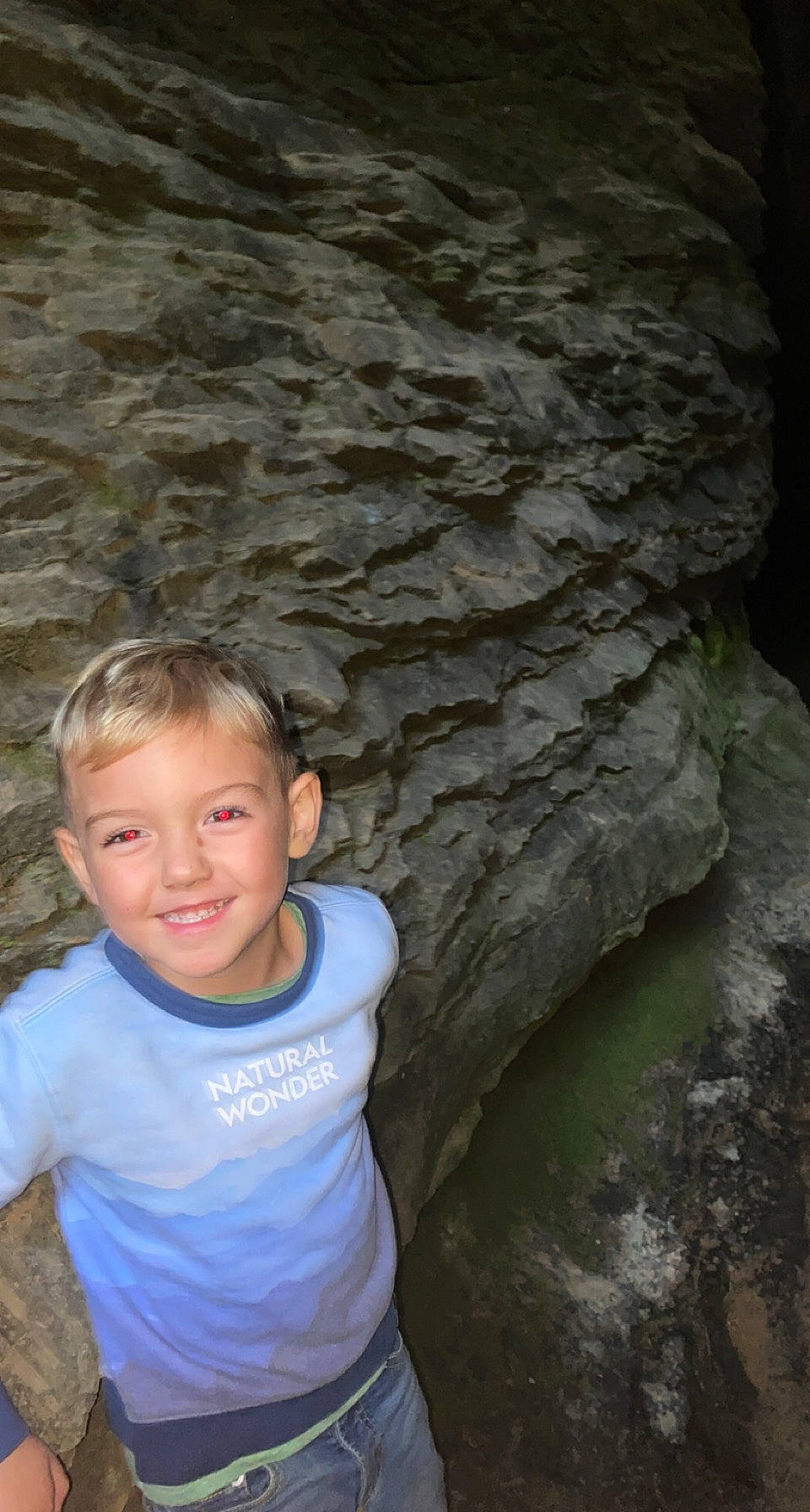 Braxton is registered to the contest to win money with this photo: adventure, bedrock, child, electric_blue, flash_photography, fun, grass, happy, joy, leisure, outcrop, person, portrait_photography, recreation, rock, sitting, smile, t_shirt, toddler, tree
