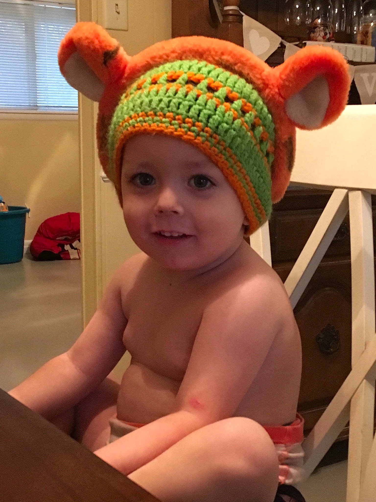 Jj is registered to the contest to win money with this photo: baby, beanie, bonnet, cap, child, crochet, ear, fashion_accessory, hat, headgear, headwear, knit_cap, person, toddler