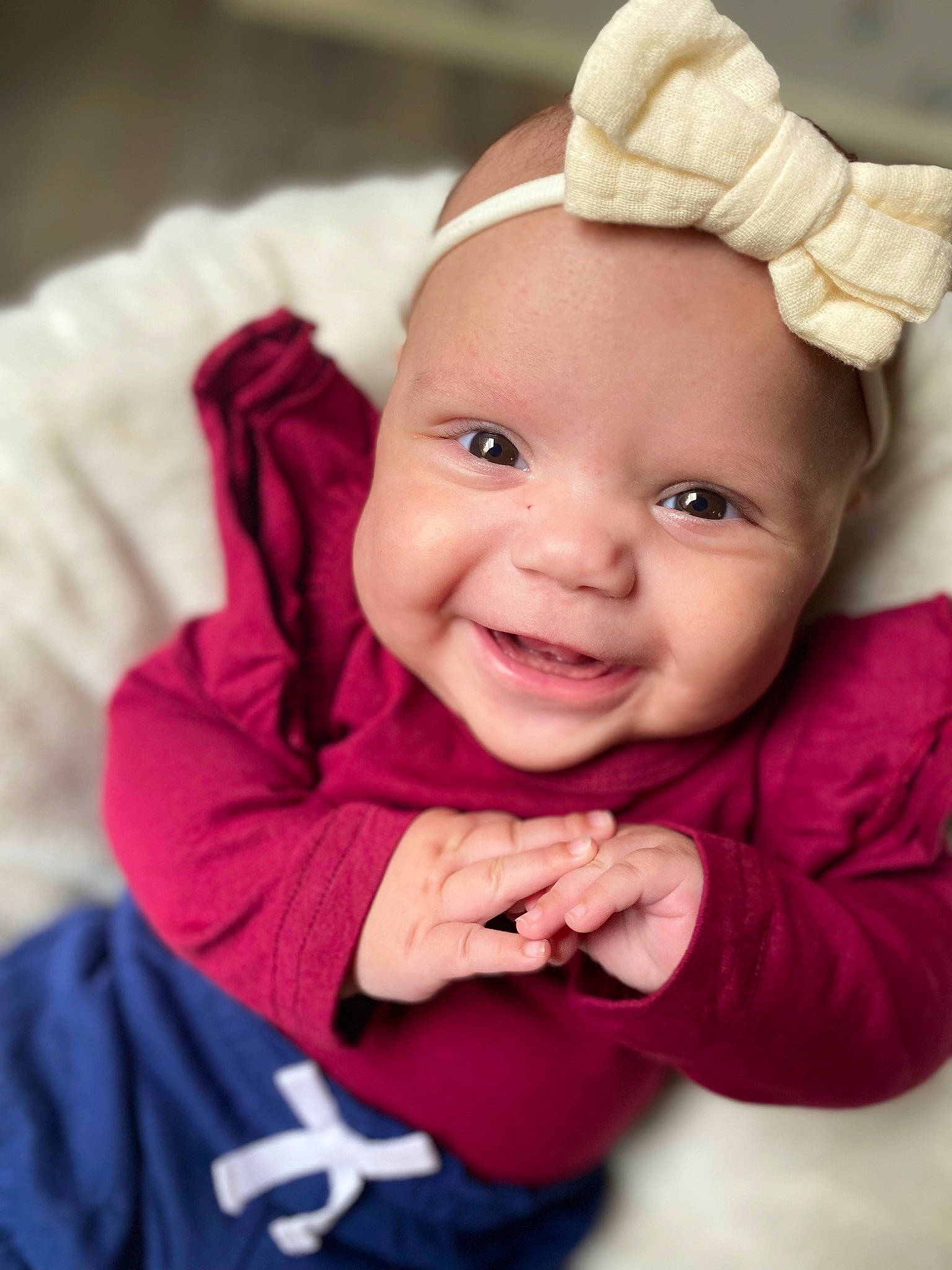 Kendall joined the competition — help win amazing prizes! baby, baby_laughing, baby_toddler_clothing, cheek, child, costume_hat, facial_expression, fashion_accessory, flash_photography, fun, happy, joy, laugh, lip, magenta, outerwear, person, pink, skin, sleeve
