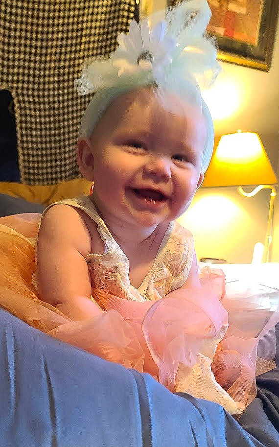 Catalinia joined the competition — help win amazing prizes! baby, baby_laughing, baby_toddler_clothing, child, event, fashion_accessory, fun, hair_accessory, happy, head, headband, headpiece, iris, lamp, laugh, peach, person, sitting, skin, smile