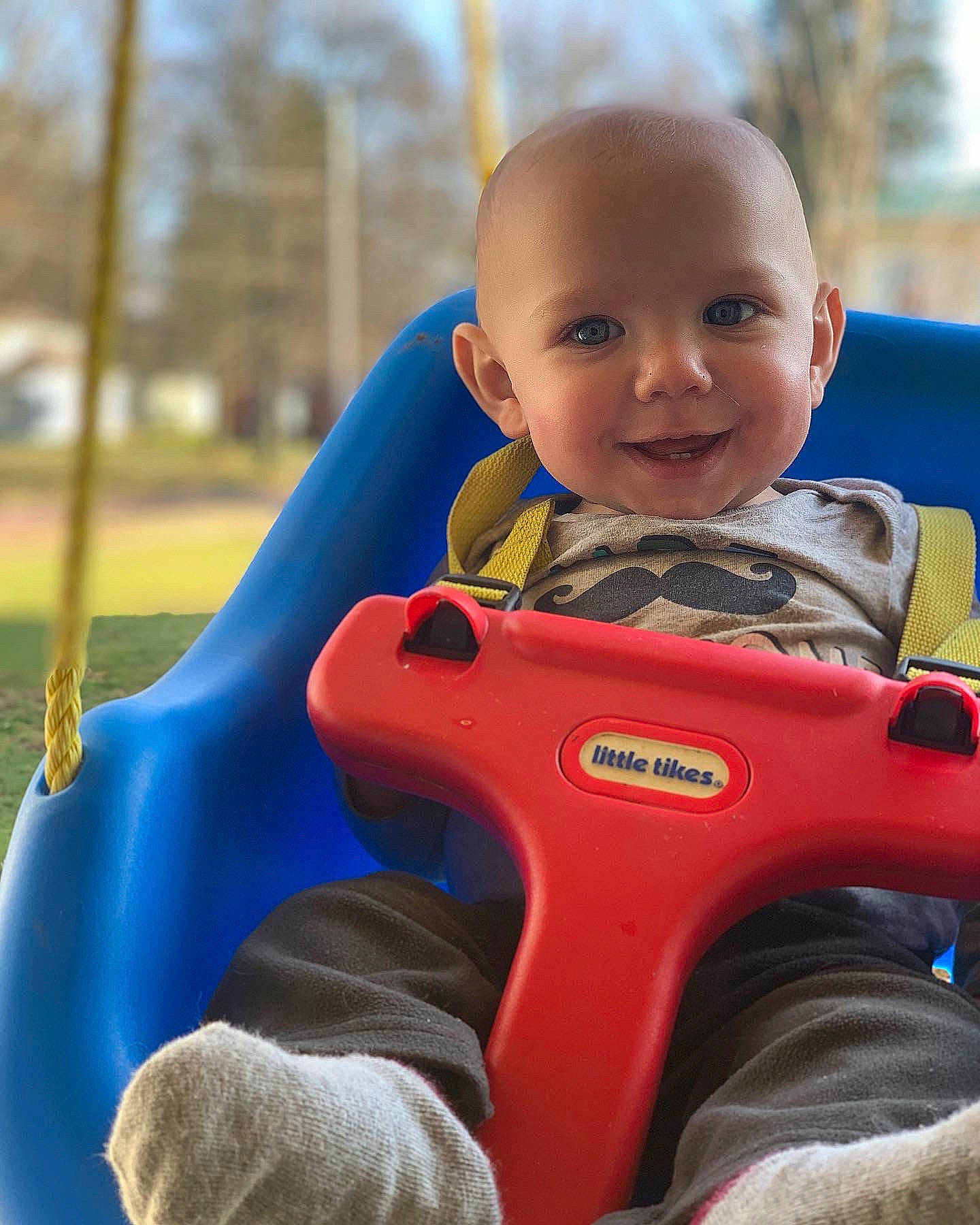 Johnoliver joined the competition — help win amazing prizes! baby, blue, child, fun, joy, outdoor_play_equipment, person, play, playground, product, public_space, recreation, smile, toddler, vacation