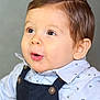 Leeroy a rejoint le concours — aidez-le/la à gagner de superbes lots ! baby, child, face, portrait, curious, expression, clothing, overalls, shirt, hair, cute, infant, eyes, closeup, adorable, young, skin, person, baby_boy, studio