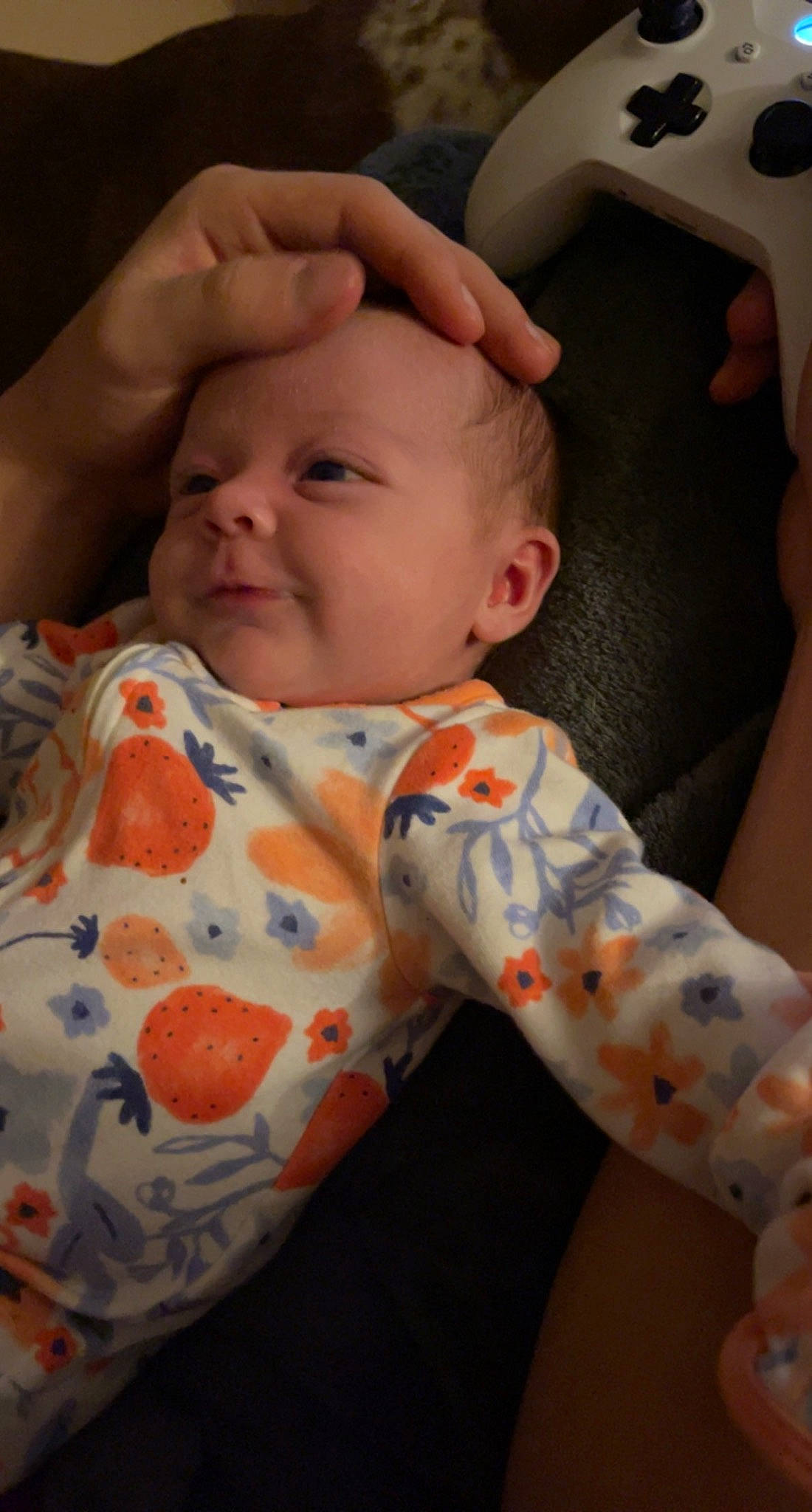 Avah joined the competition — help win amazing prizes! arm, baby_toddler_clothing, cheek, chin, comfort, finger, hand, head, human_body, iris, lip, mammal, mouth, muscle, neck, nose, orange, person, skin, sleeve