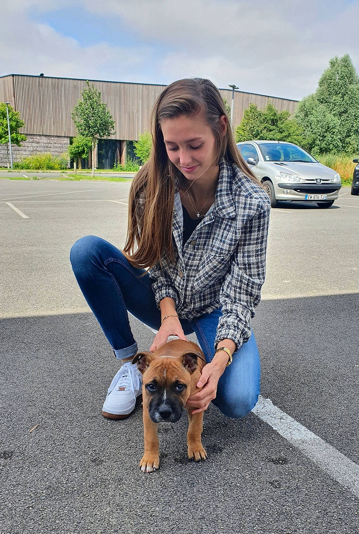 Rosco a rejoint le concours — aidez-le/la à gagner de superbes lots ! asphalt, car, carnivore, companion_dog, dog, dog_breed, eyewear, fawn, grass, jeans, plant, road_surface, shoe, sky, sneakers, snout, street_fashion, tire, toy_dog, tree