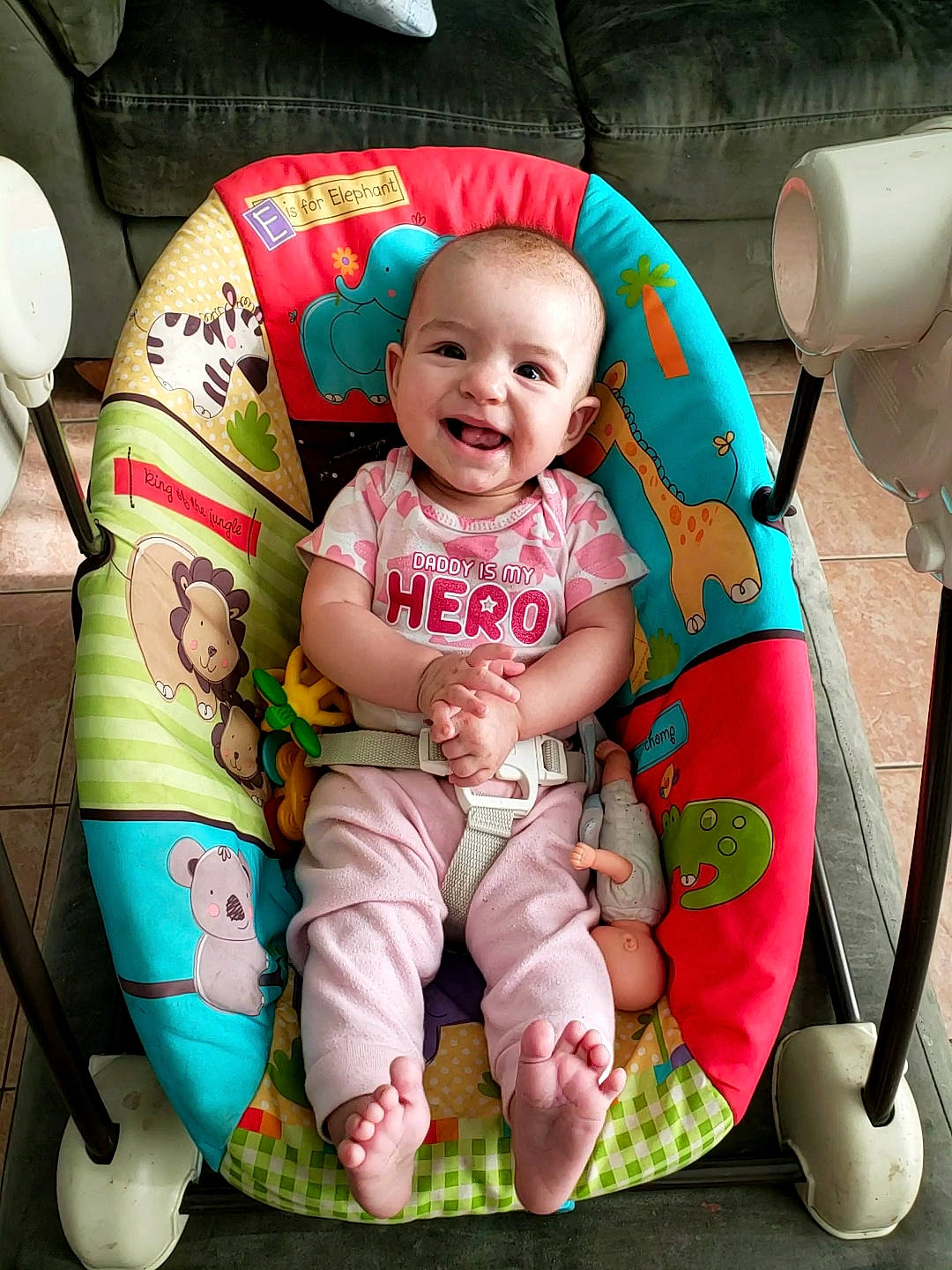 Azailia is registered to the contest to win money with this photo: baby, baby_carriage, baby_products, baby_toddler_clothing, car_seat, cheek, child, comfort, eye, fun, happy, joy, lap, mouth, person, pink, product, sitting, skin, sleeve