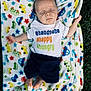 baby, sleeping, blanket, colorful, cars, stars, tshirt, text, cute, infant, outdoor, grass, peaceful, child, happy, handsome, hungry, clothing, foot, portrait