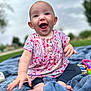 Delilah joined the competition — help win amazing prizes! baby, child, smiling, outdoor, blanket, toy, grass, happy, sitting, dress, colorful, skin, foot, hand, nature, daylight, portrait, cute, person, infant