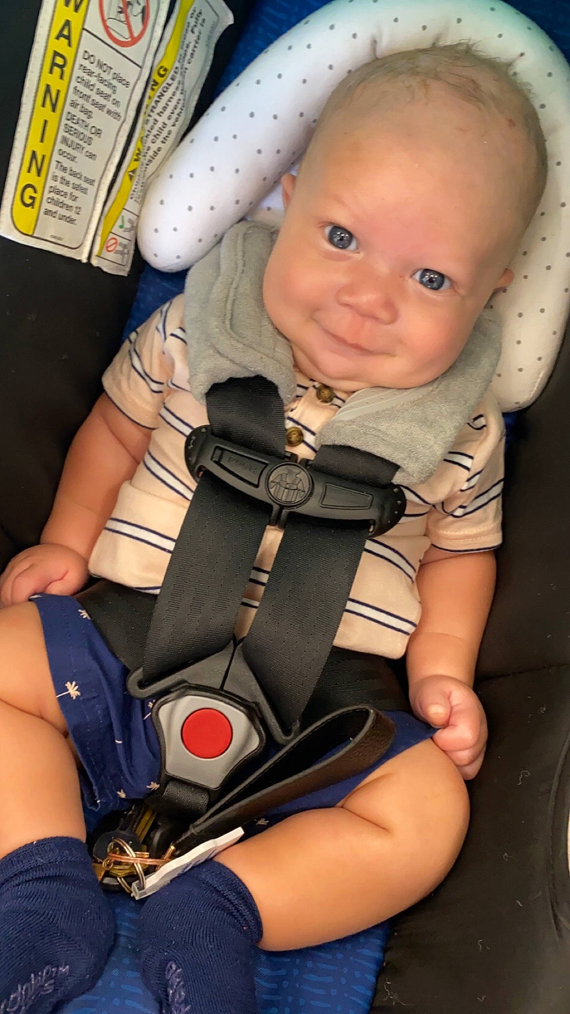 Raynell joined the competition — help win amazing prizes! baby, baby_carriage, baby_products, baby_safety, baby_toddler_clothing, car_seat, cheek, child, comfort, happy, knee, person, seat_belt, service, sitting, skin, sleeve, smile, thigh, thumb