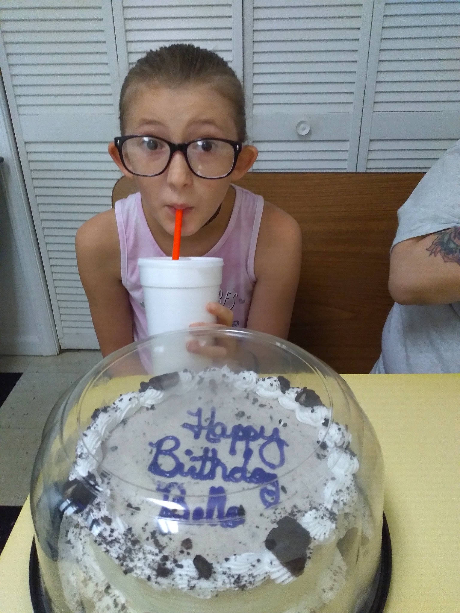 Isabella joined the competition — help win amazing prizes! baked_goods, birthday_candle, buttercream, cake, cake_decorating, cake_decorating_supply, cooking, cream, cuisine, dishware, food, glasses, handwriting, ingredient, person, plate, recipe, sugar_cake, surprise, table