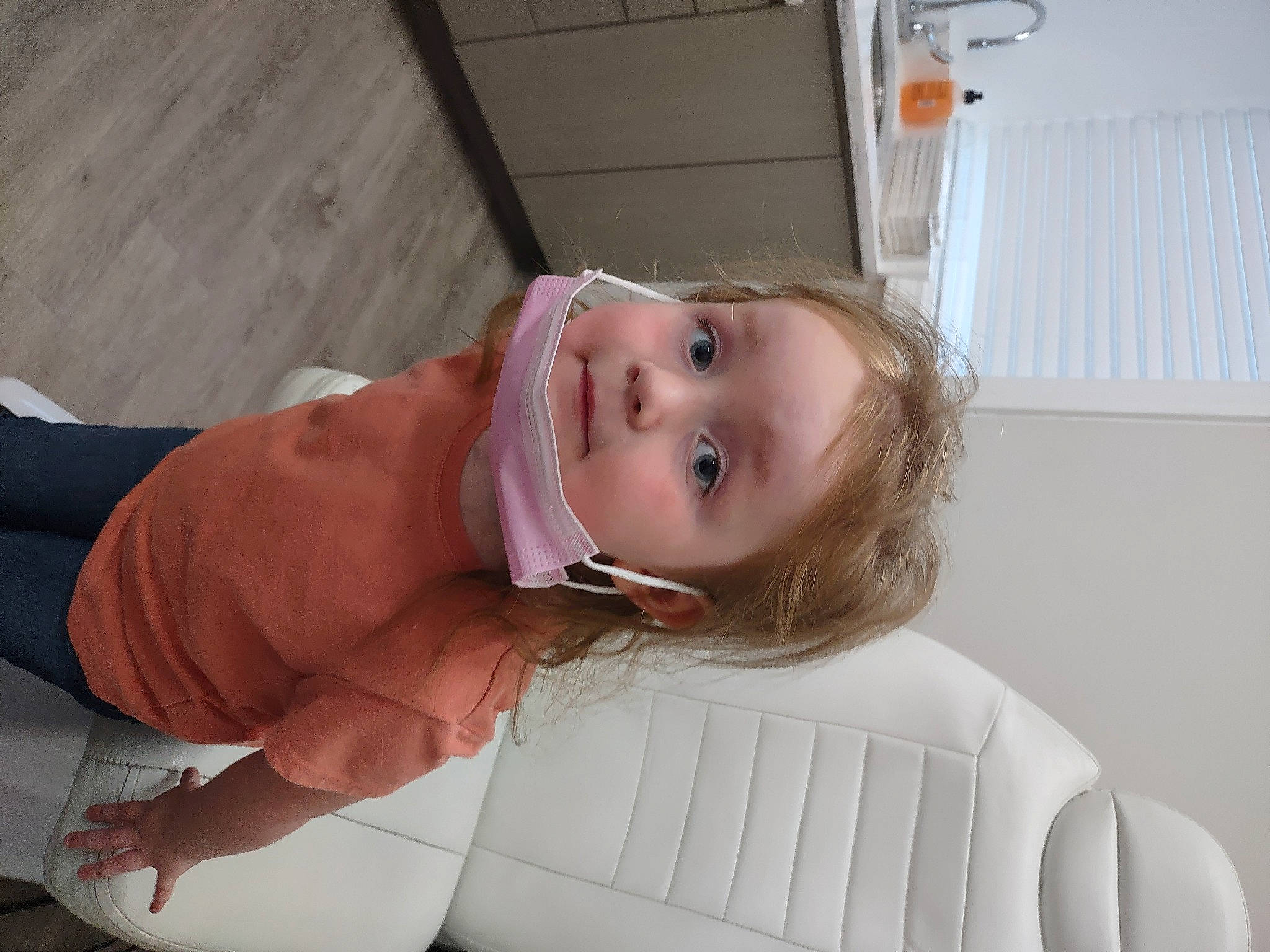 Harmony At Eye Doctor is registered to the contest to win money with this photo: baby, baby_products, baby_toddler_clothing, child, comfort, elbow, event, eye, gesture, happy, human_leg, joint, mouth, person, room, shoulder, skin, sleeve, smile, toddler