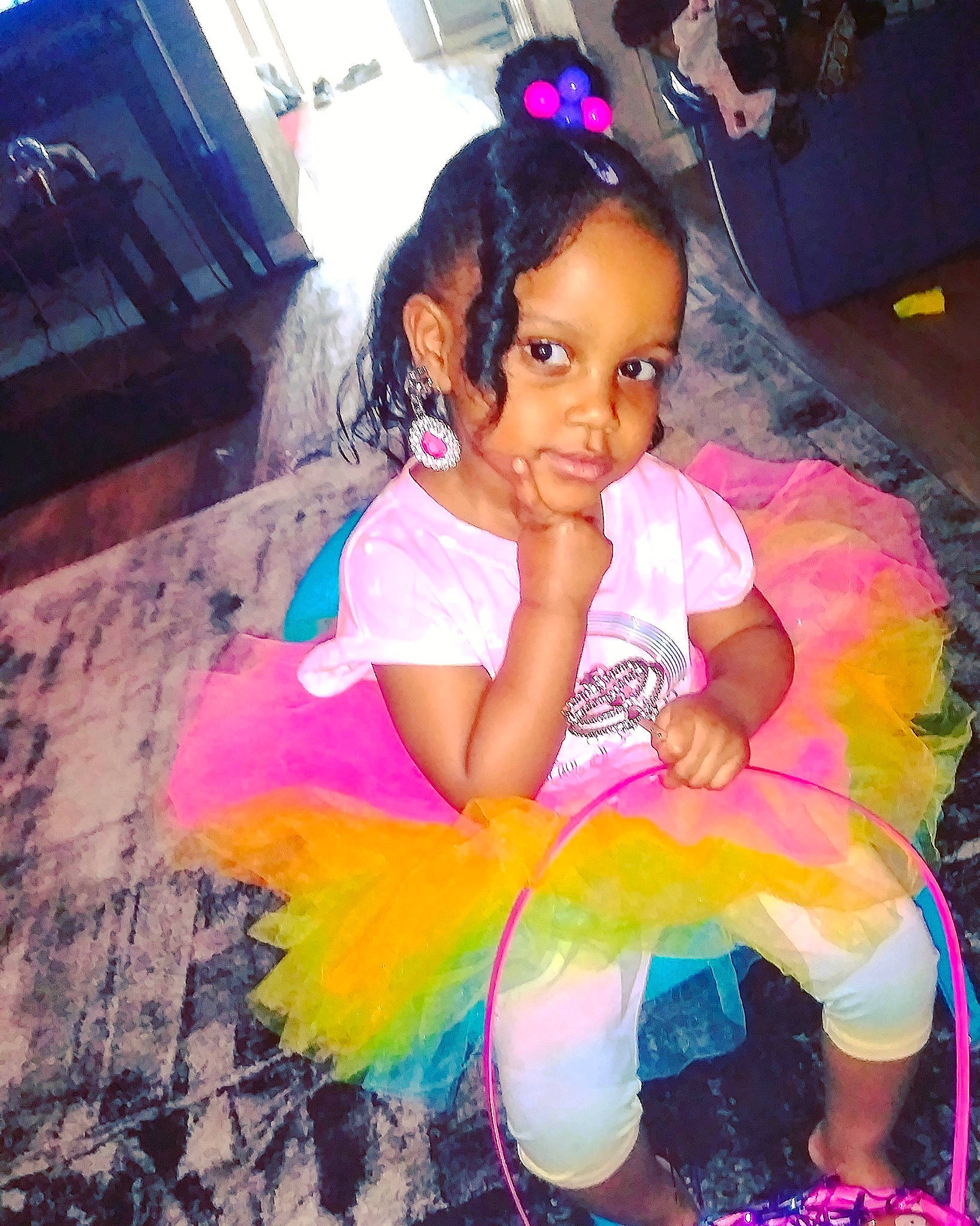 Amia joined the competition — help win amazing prizes! beauty, black_hair, child, cool, costume, fun, happy, human, party, person, pink, play, skin, sky, smile, toddler