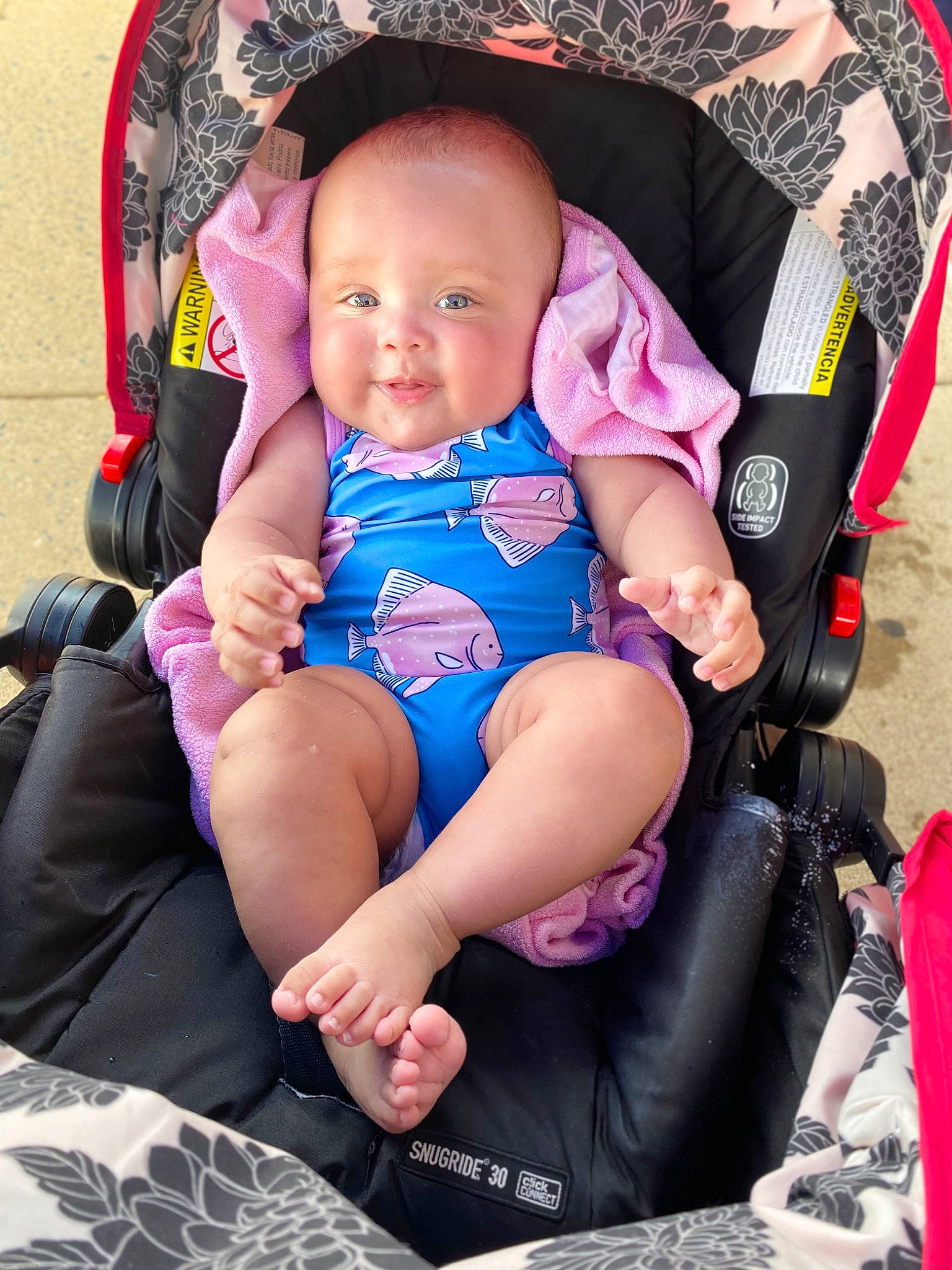 Sky joined the competition — help win amazing prizes! baby, baby_carriage, baby_products, baby_toddler_clothing, bag, black, car_seat, chair, child, comfort, electric_blue, fun, lap, luggage_and_bags, person, pink, purple, sitting, thigh, toddler