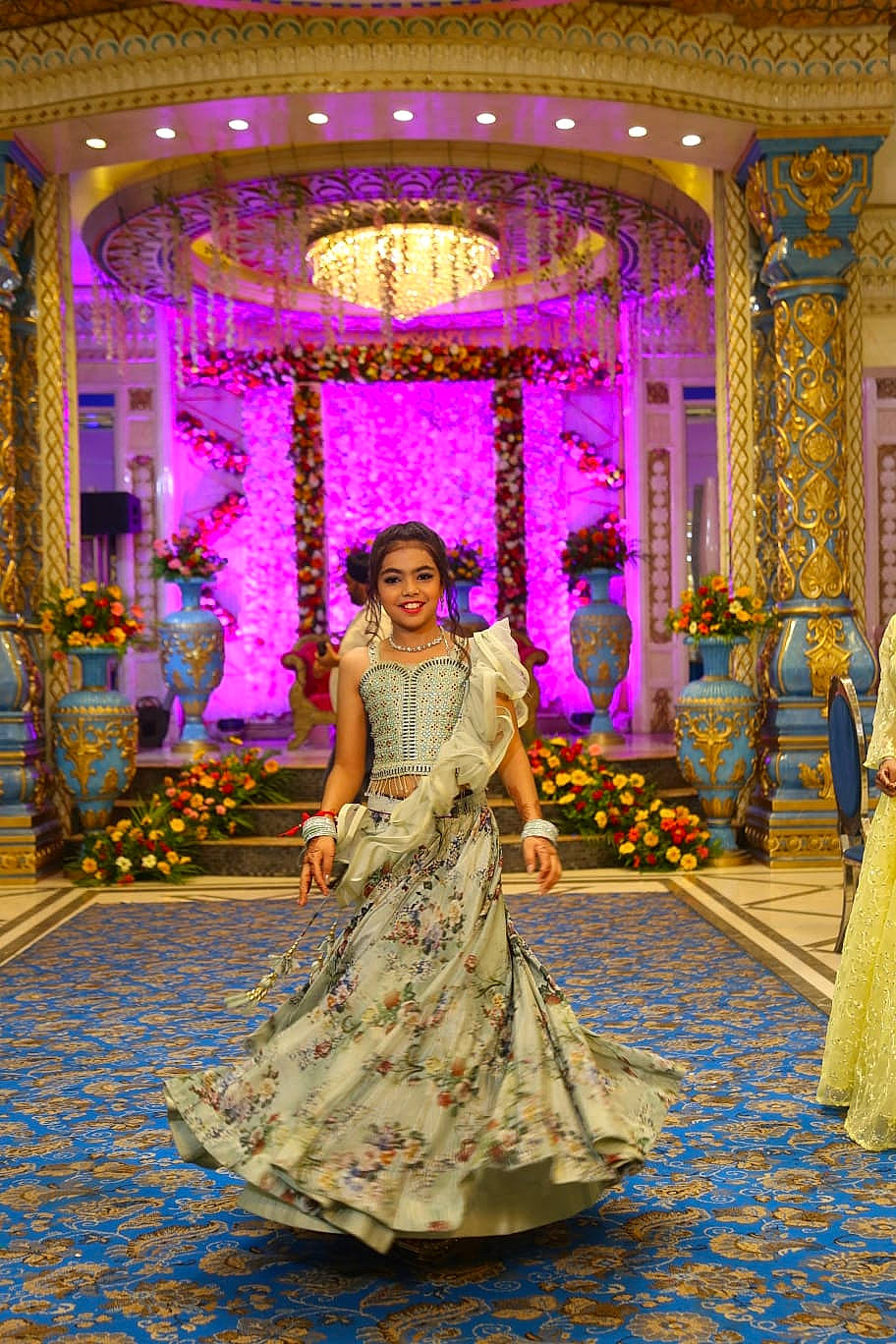 Anmolpreet Kaur is registered to the contest to win money with this photo: bridal_clothing, bride, decoration, embellishment, event, fashion_design, flooring, formal_wear, fun, function_hall, gown, happy, haute_couture, joy, magenta, one_piece_garment, person, pink, purple, temple