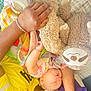 baby, elderly_man, sleeping, blanket, plush_toy, sloth, bed, sleep, family, love, rest, comfort, child, skin, hand, clothing, pillow, colorful, relaxation, indoor