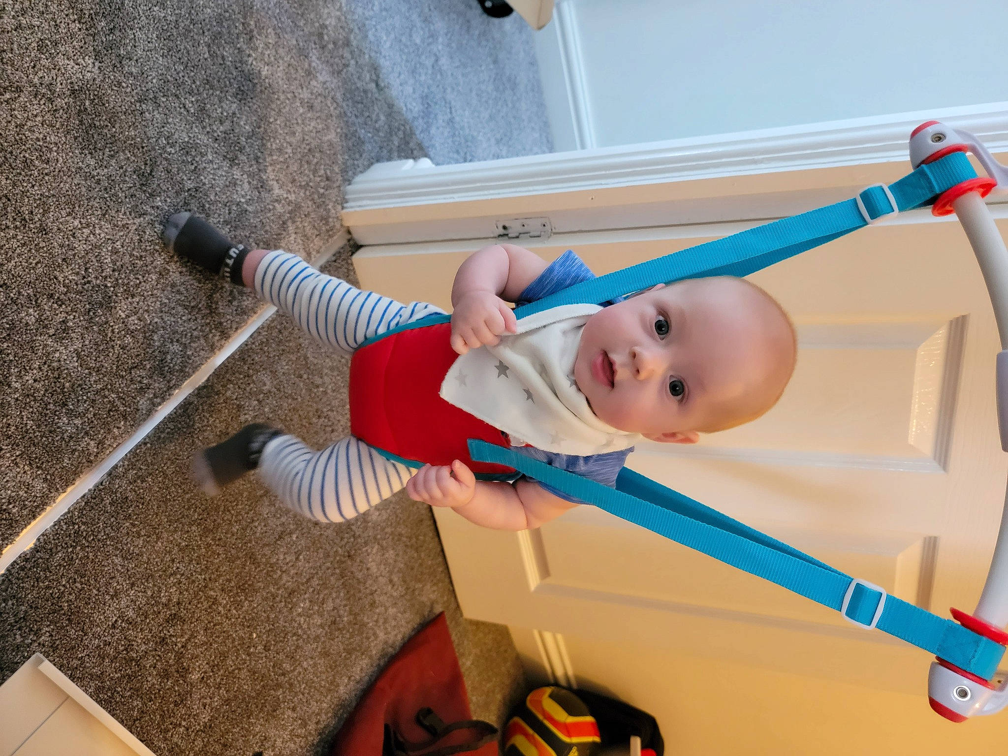 Frank joined the competition — help win amazing prizes! arm, baby, baby_products, baby_safety, baby_toddler_clothing, chair, child, elbow, electric_blue, fun, happy, hat, leisure, person, play, recreation, sandal, smile, t_shirt, toddler