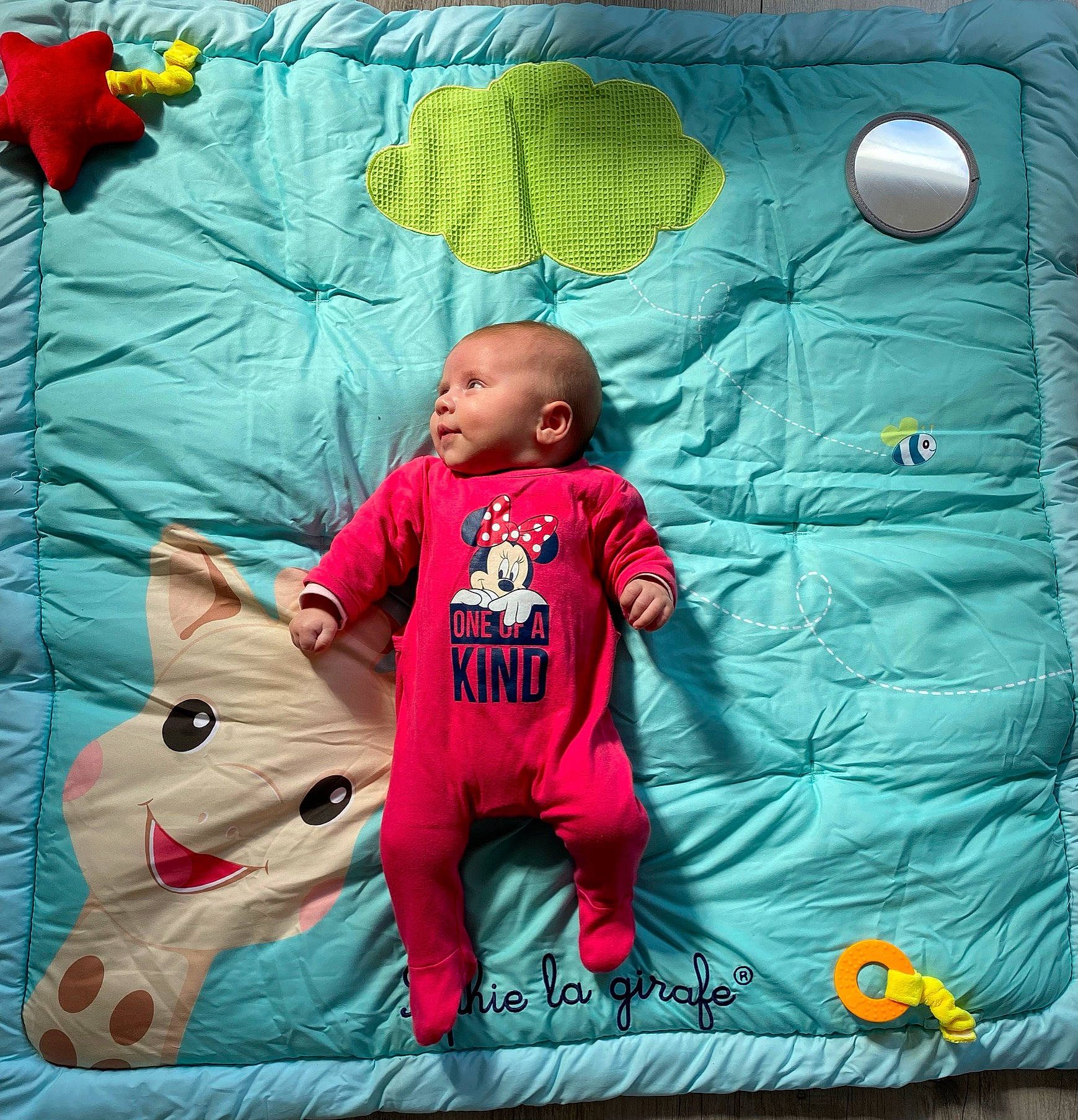 Délya participe au concours pour gagner de l'argent avec cette photo : baby, baby_toddler_clothing, beauty, bedding, child, comfort, green, happy, linens, person, photograph, pillow, pink, product, rectangle, red, sleeve, snapshot, t_shirt, textile