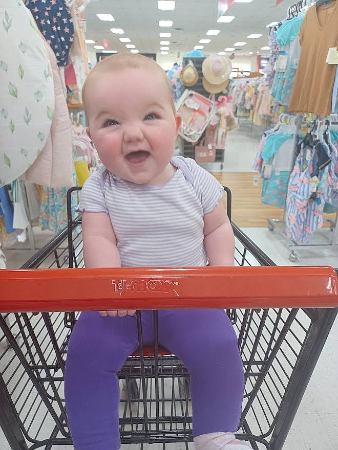 Violet joined the competition — help win amazing prizes! baby, beauty, blue, child, event, fun, happy, iris, leisure, magenta, person, pink, product, shopping_cart, skin, smile, snapshot, standing, t_shirt, toddler
