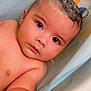 baby, child, bathtub, water, foam, shampoo, mohawk, skin, arm, hand, face, eyes, expression, cute, infant, bath, bathroom, wet, relaxed, portrait