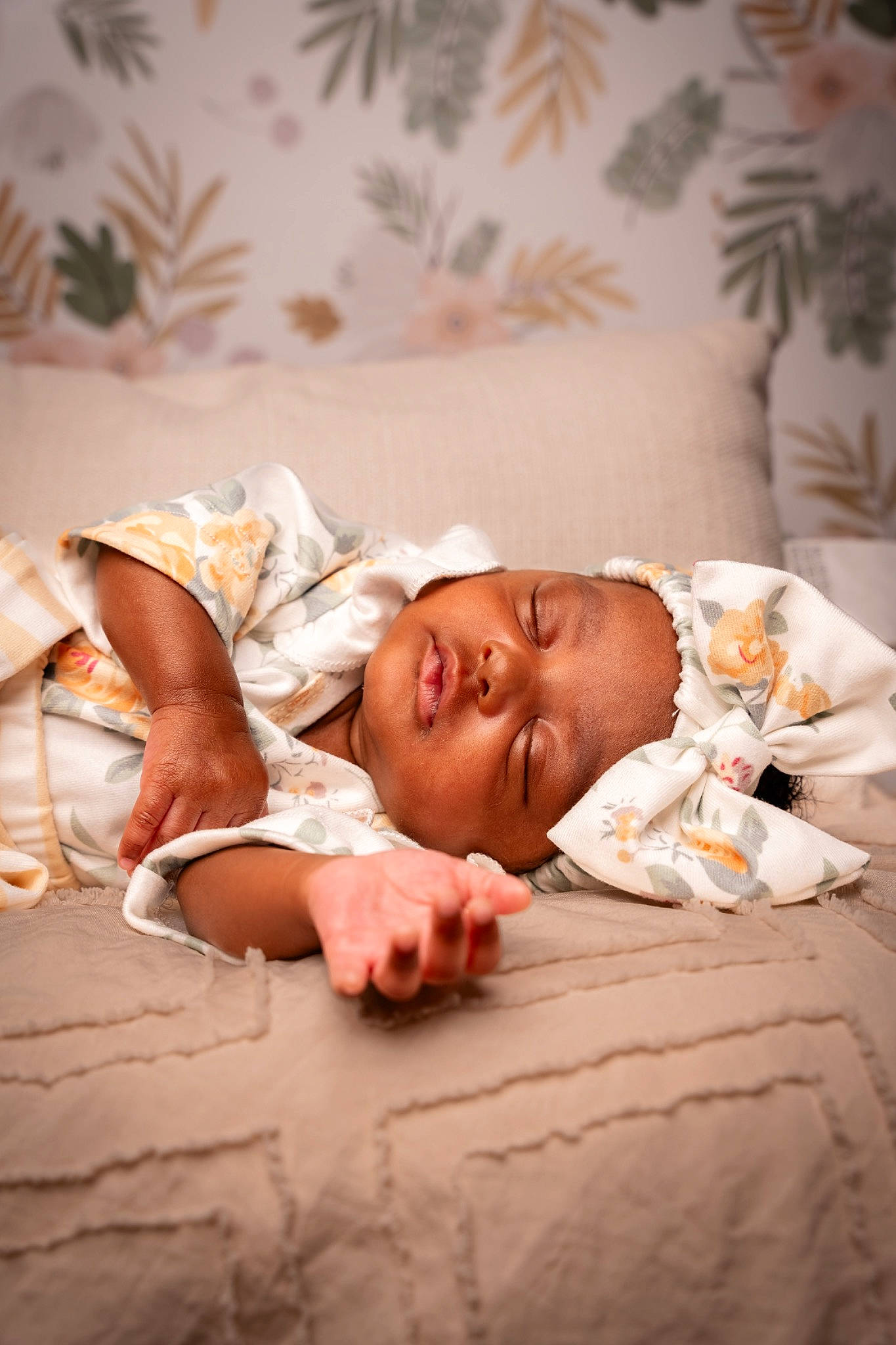 Baylee joined the competition — help win amazing prizes! baby, baby_toddler_clothing, bedtime, child, comfort, flash_photography, flesh, flooring, grass, happy, headpiece, headwear, linens, person, portrait_photography, room, sitting, sleep, toddler, wood