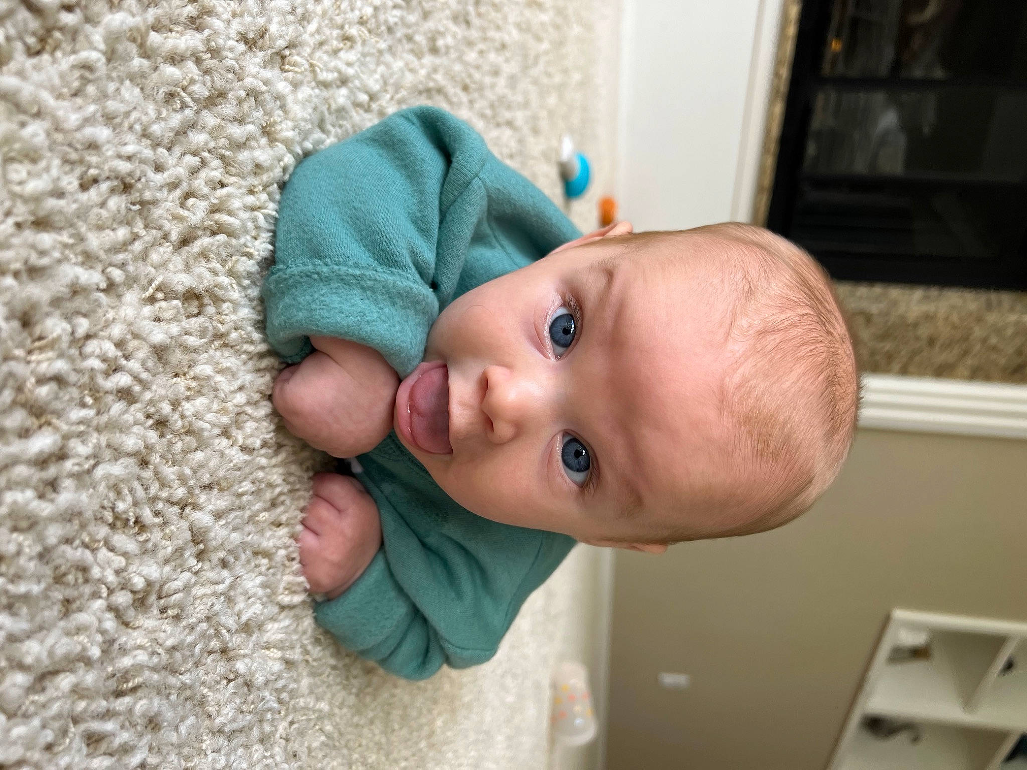 Bentley joined the competition — help win amazing prizes! baby, baby_products, baby_safety, baby_toddler_clothing, cheek, child, comfort, happy, linens, nose, person, room, skin, smile, surprise, thumb, toddler, wood, wool, woolen