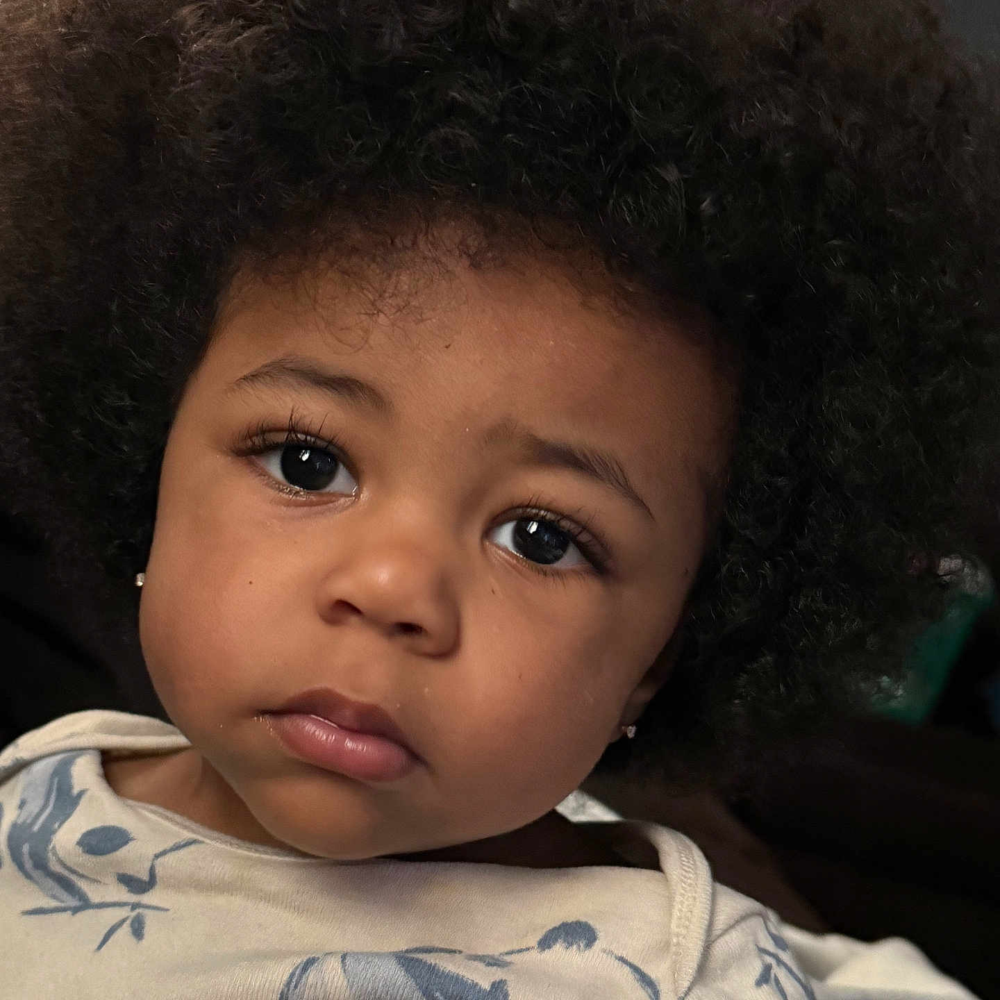 Tylin joined the competition — help win amazing prizes! baby, casual, child, close_up, clothing, cozy, curly_hair, cute, earrings, expression, eyes, face, indoor, panda_print, person, portrait, skin, soft_light, toddler, young_child