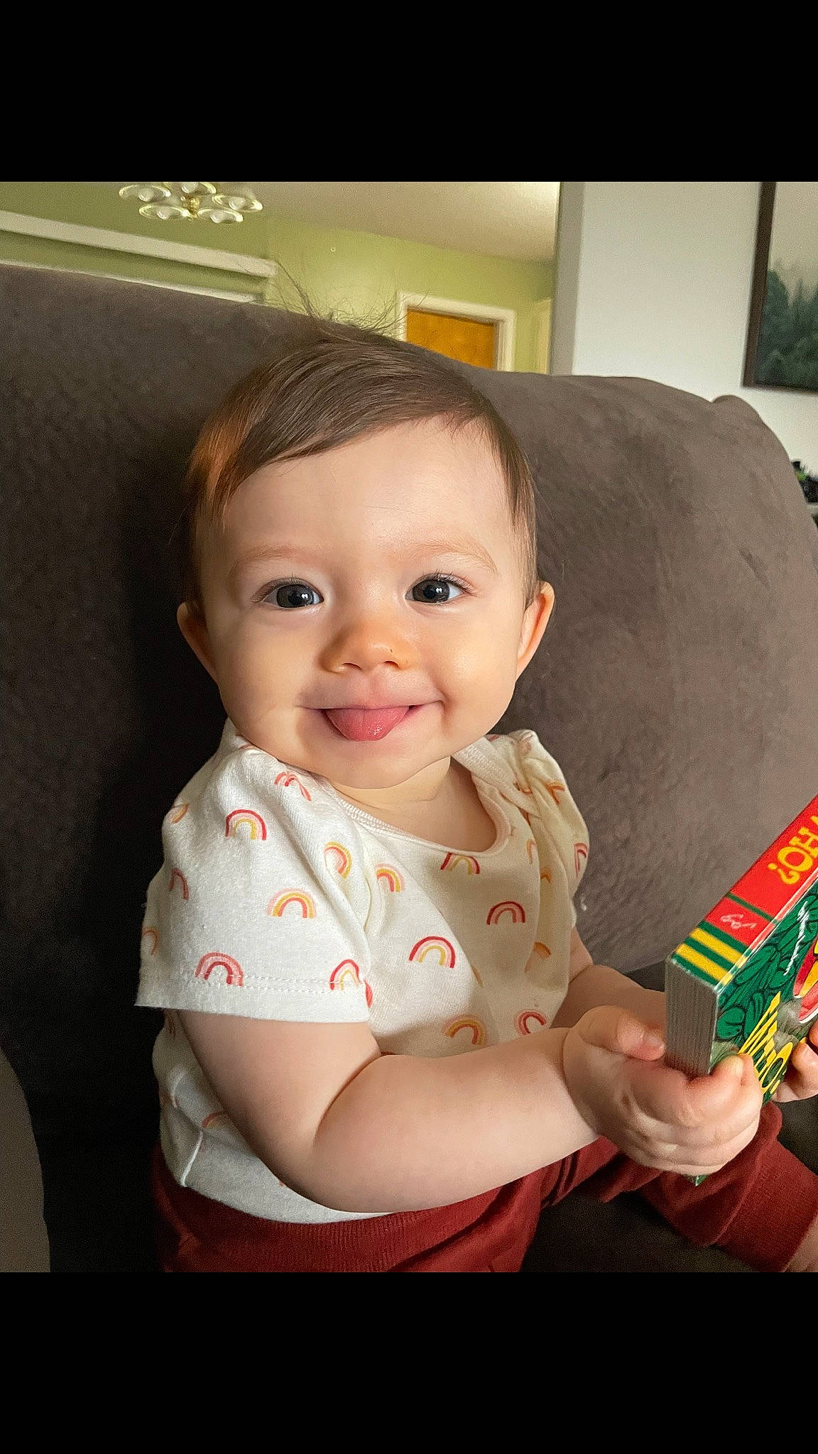 Evie joined the competition — help win amazing prizes! arm, baby, baby_products, baby_toddler_clothing, cheek, child, comfort, eye, flash_photography, fun, hand, happy, joy, person, photo_caption, portrait_photography, room, sitting, sleeve, smile