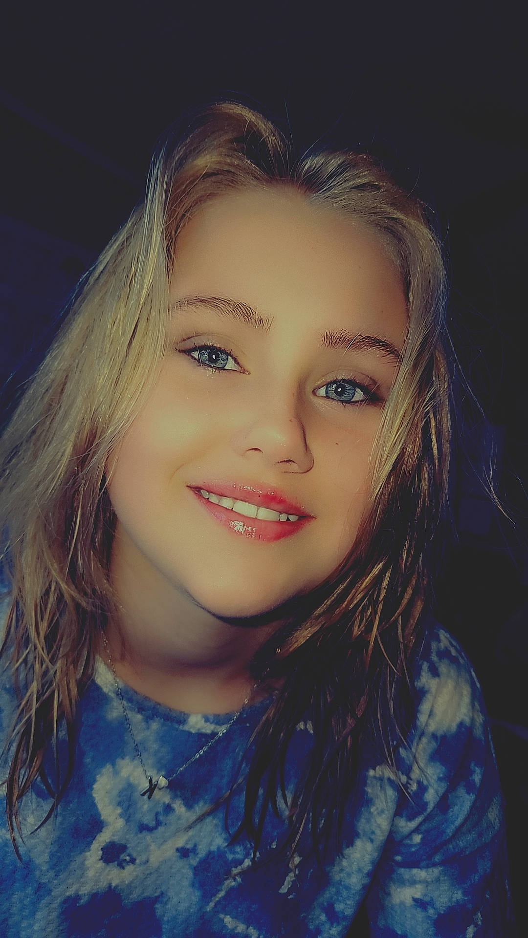 Nala-mae is registered to the contest to win money with this photo: blond, cheek, chin, close_up, cool, electric_blue, eyebrow, eyelash, flash_photography, happy, iris, jaw, joy, layered_hair, lip, long_hair, makeover, nose, person, smile