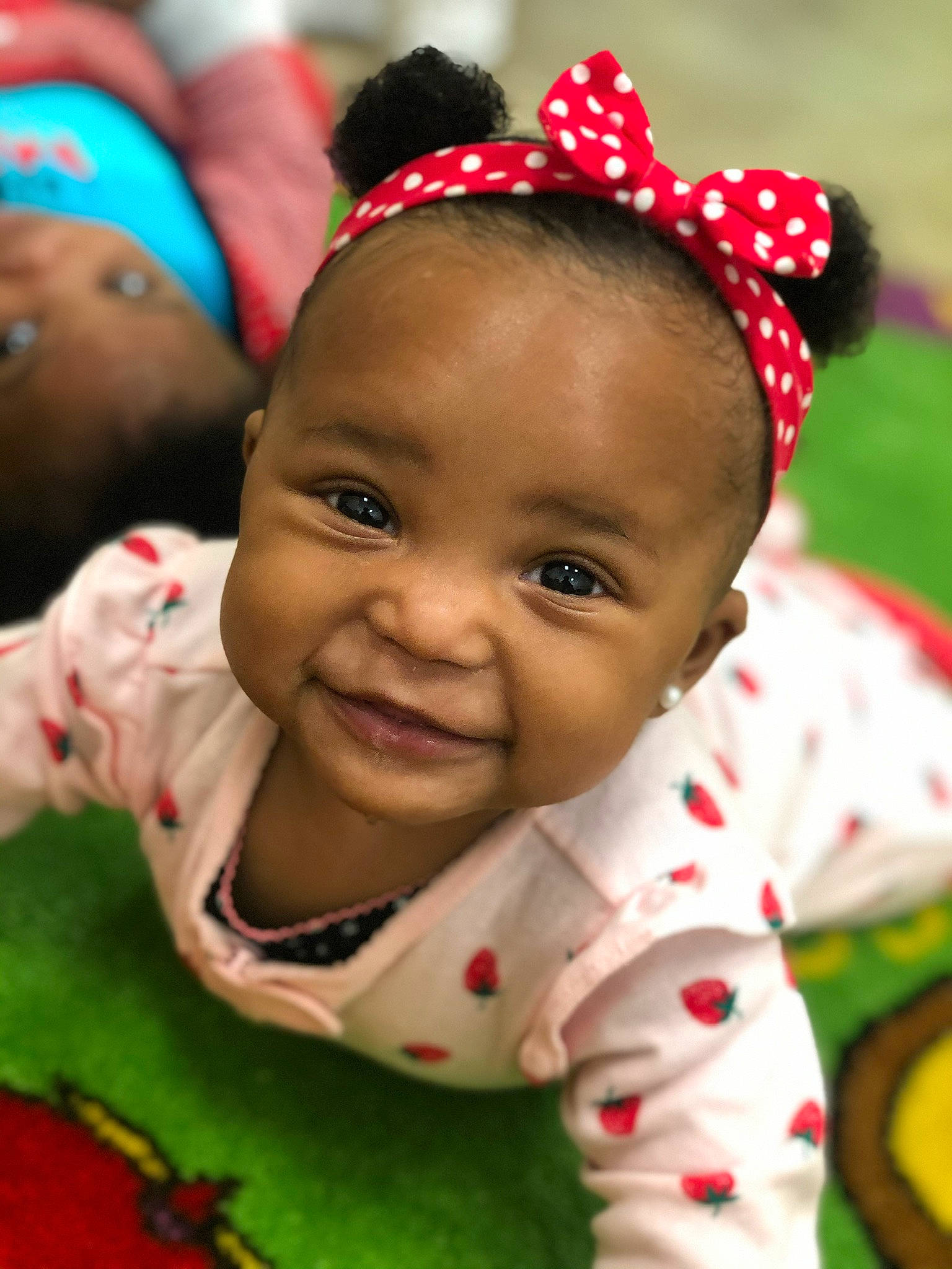 Anyla is registered to the contest to win money with this photo: baby, cheek, child, face, hair_accessory, happy, head, headband, headgear, person, skin, smile, toddler