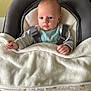 baby, blanket, infant, seat, cushion, clothing, face, hands, portrait, indoors, child, cute, newborn, expression, comfort, soft, warm, rest, awake, babygear