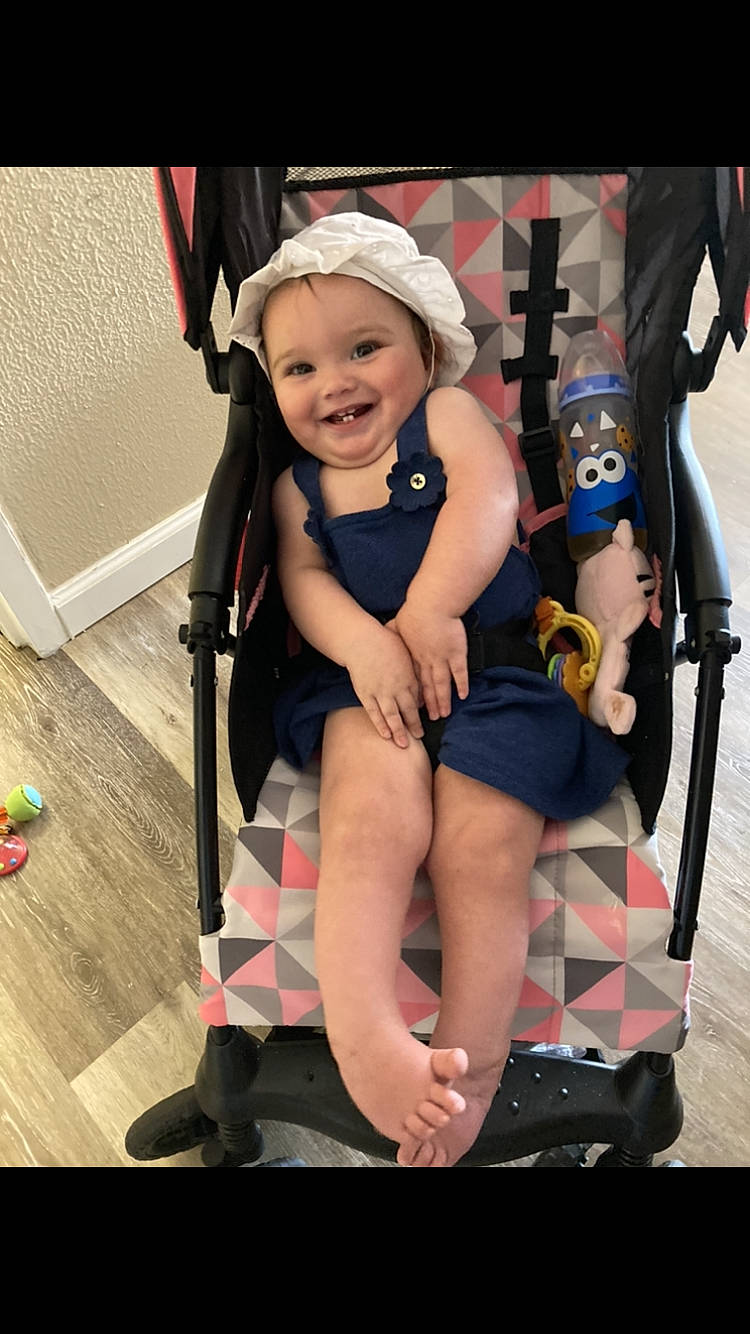 Kendall joined the competition — help win amazing prizes! baby, baby_carriage, baby_products, baby_toddler_clothing, bag, child, event, fun, happy, hat, human_leg, joy, person, photograph, smile, snapshot, sneakers, thigh, tire, toddler