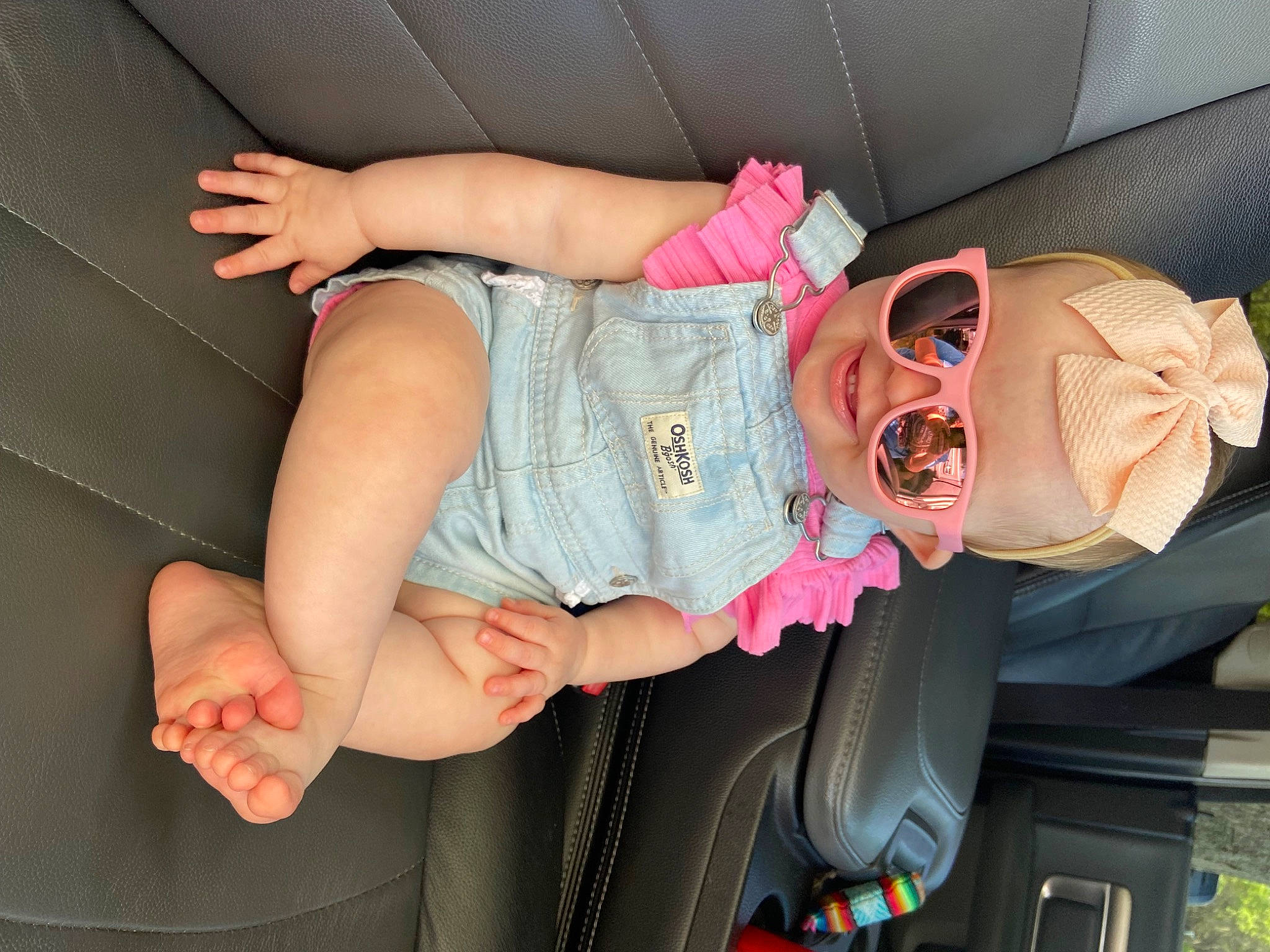 Hazel joined the competition — help win amazing prizes! auto_part, comfort, cool, eyewear, facial_expression, finger, fun, glasses, hand, human_body, human_leg, joint, knee, leg, mouth, person, pink, plant, sunglasses, thigh