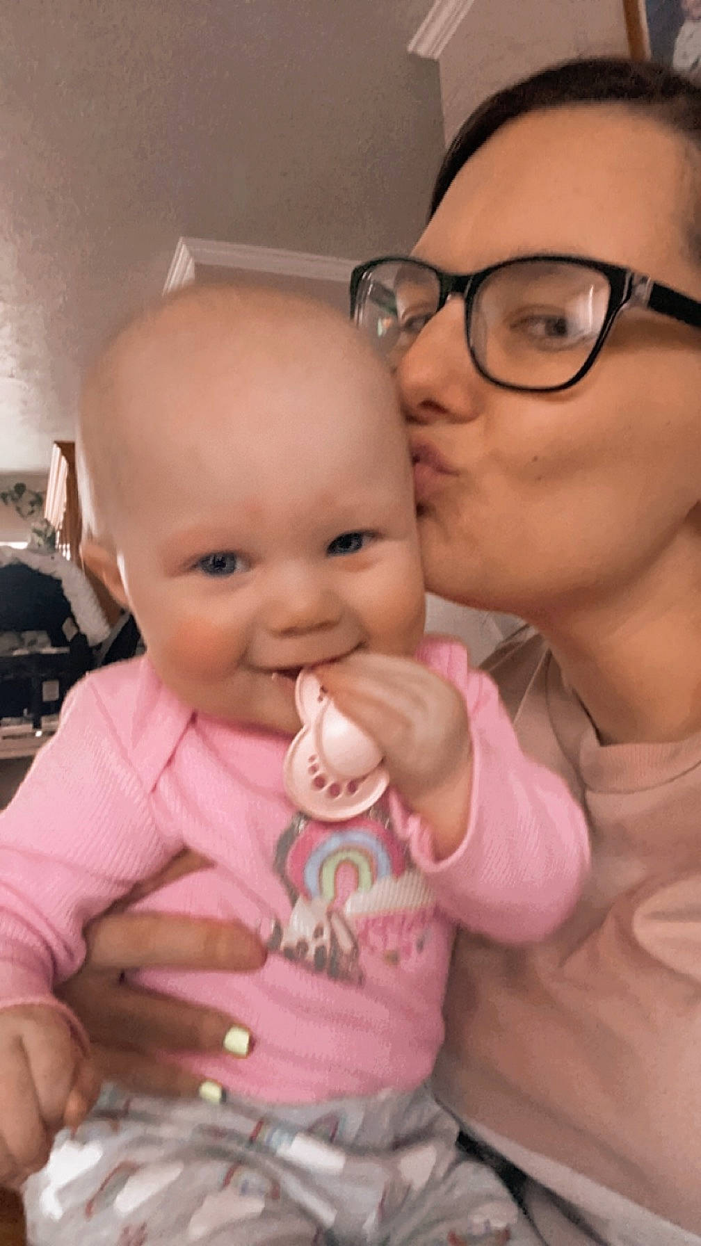Kennedy joined the competition — help win amazing prizes! baby, baby_toddler_clothing, cheek, chin, ear, eye, eyebrow, forehead, gesture, glasses, happy, iris, joy, lip, mouth, nose, person, pink, skin, sleeve
