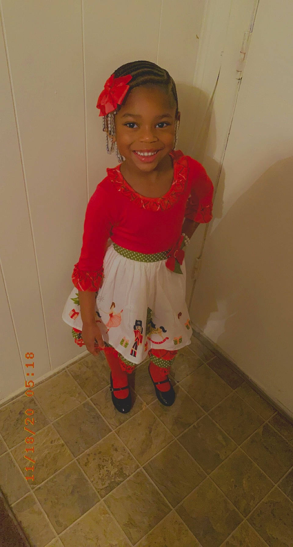 Azaria joined the competition — help win amazing prizes! baby_toddler_clothing, child, child_model, coquelicot, embellishment, floor, flooring, hair_accessory, headband, joy, person, pink, red, sock, standing, toddler