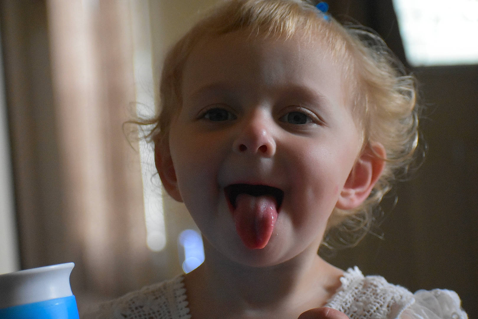 Alivia is registered to the contest to win money with this photo: baby, blond, cheek, child, ear, eyelash, face, fun, happy, iris, jaw, laugh, lip, mouth, nose, person, skin, smile, sweetness, toddler