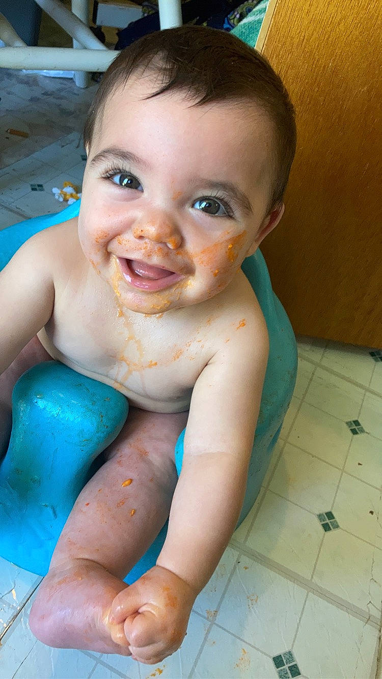 Hayven joined the competition — help win amazing prizes! arm, baby_bathing, blue, cheek, chin, eye, face, forehead, hair, hand, head, human_body, joy, lip, mouth, muscle, neck, nose, person, shoulder