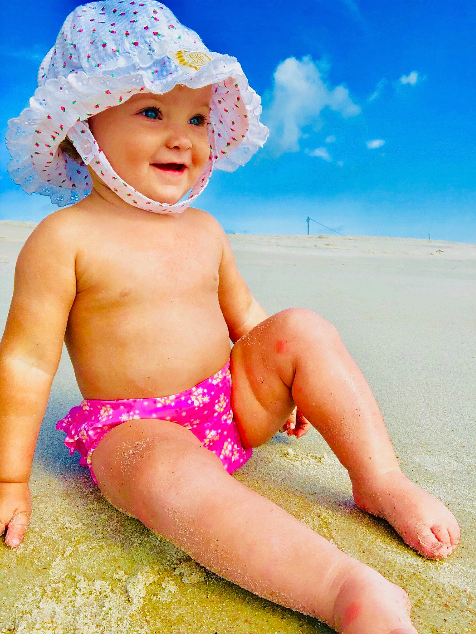 Laylah joined the competition — help win amazing prizes! child, fun, happiness, headgear, headwear, infant, joy, person, summer, sun_tanning, swimwear, toddler, vacation