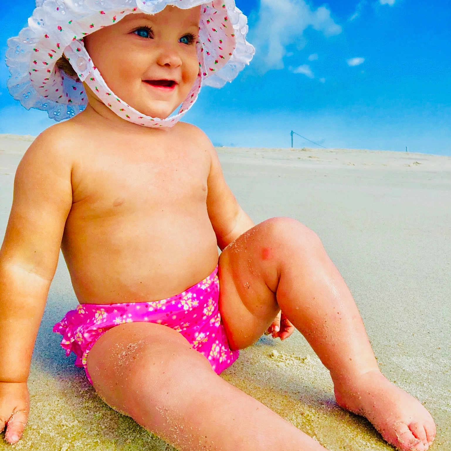 Laylah joined the competition — help win amazing prizes! child, fun, happiness, headgear, headwear, infant, joy, person, summer, sun_tanning, swimwear, toddler, vacation