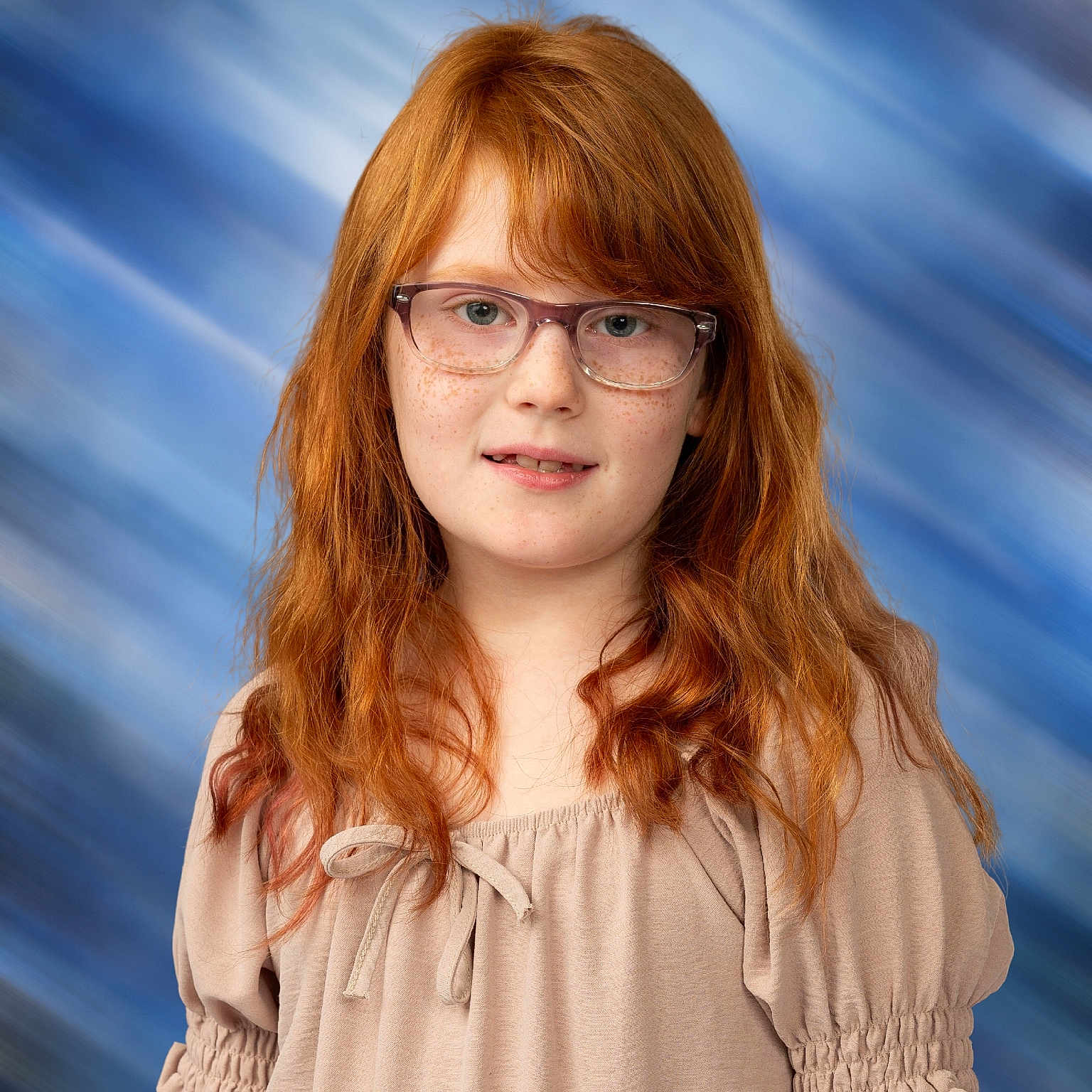 Allie joined the competition — help win amazing prizes! accessories, blonde, blouse, child, clothing, dress, face, fashion, female, girl, glasses, hair, happy, head, longsleeve, person, photography, portrait, sleeve, smile