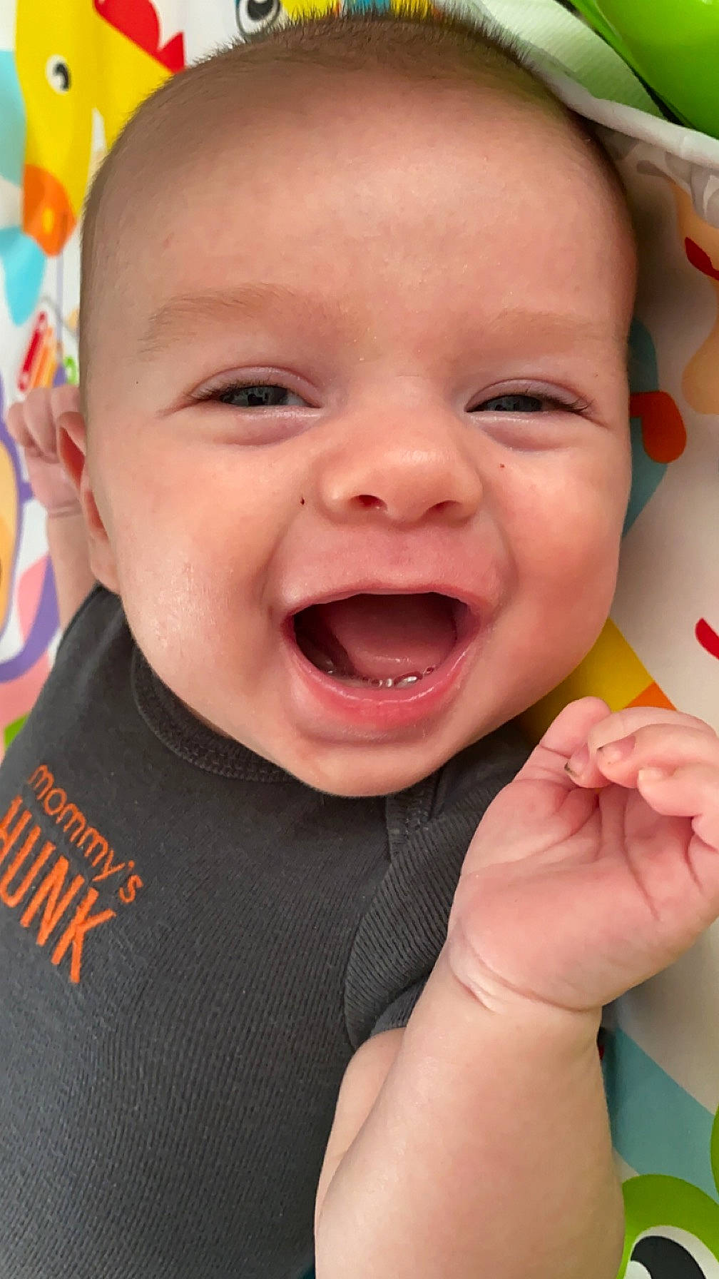 Dallas joined the competition — help win amazing prizes! baby, cheek, chin, eye, eyebrow, facial_expression, finger, gesture, green, happy, human, iris, lip, mouth, nose, person, pink, skin, smile, toddler