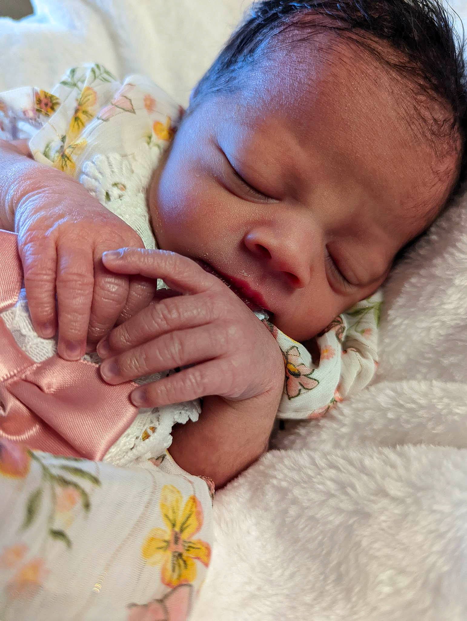 Amaya joined the competition — help win amazing prizes! baby, baby_sleeping, baby_toddler_clothing, cheek, child, comfort, eyelash, facial_expression, finger, gesture, hand, happy, linens, lip, nail, nose, person, skin, textile, thumb