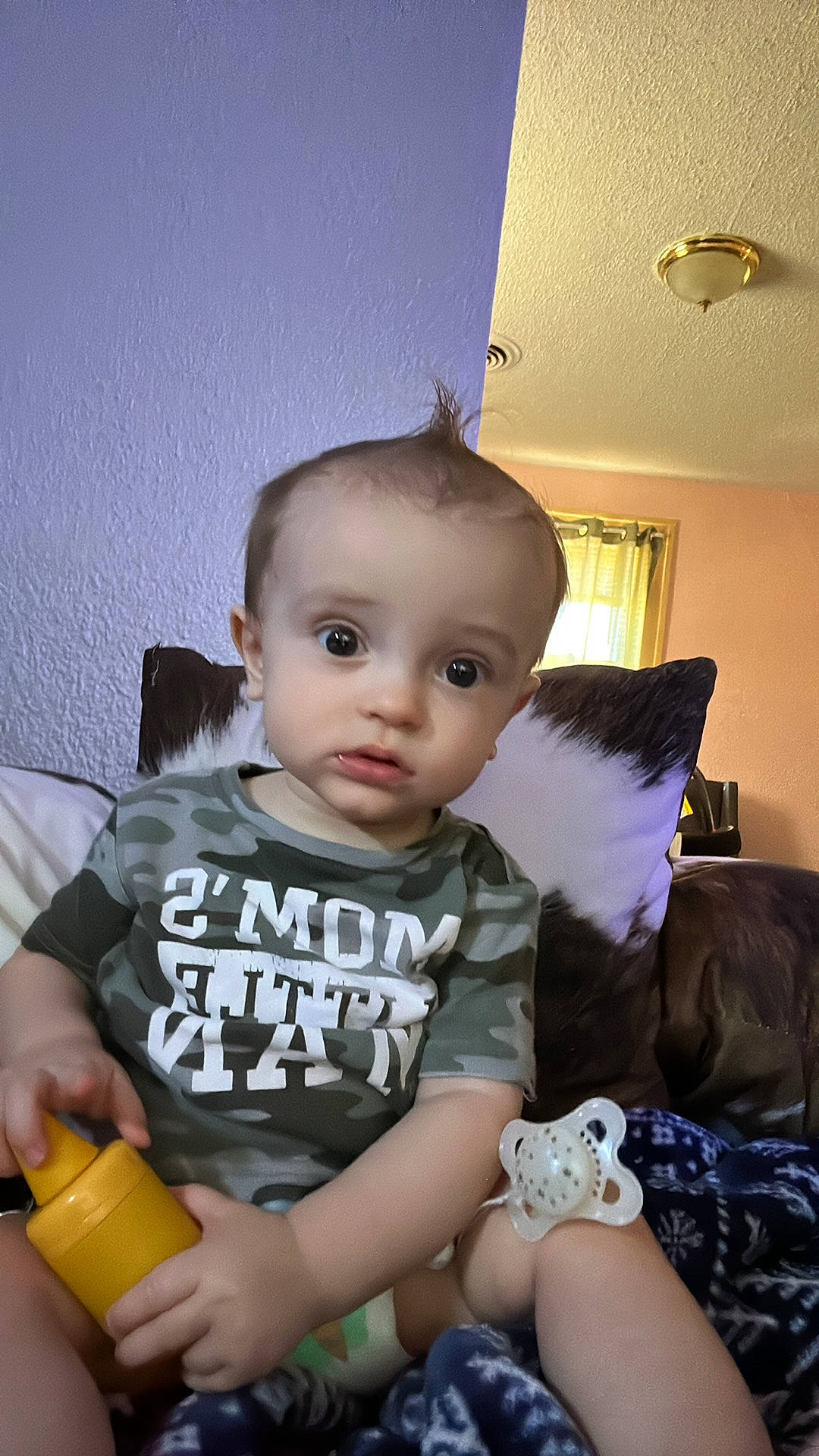 Luxton joined the competition — help win amazing prizes! baby, baby_toddler_clothing, cheek, child, couch, finger, fun, happy, human_leg, joint, lamp, lampshade, person, sitting, skin, sock, t_shirt, thumb, toddler, toy