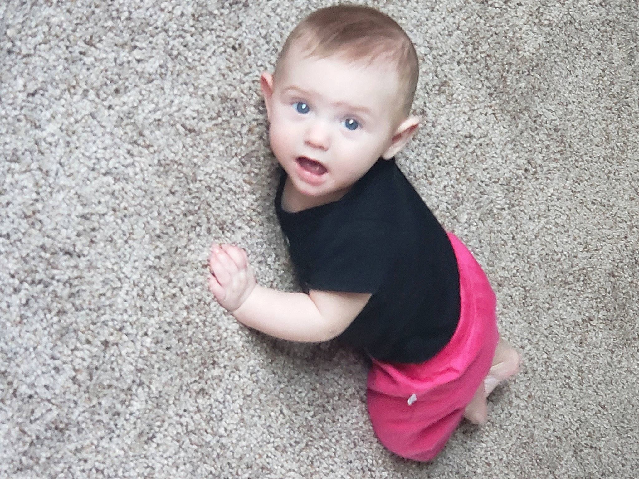 Lizzie joined the competition — help win amazing prizes! arm, baby, beauty, blond, cheek, child, child_model, eye, face, footwear, head, joint, leg, nose, outerwear, person, photograph, pink, sitting, skin