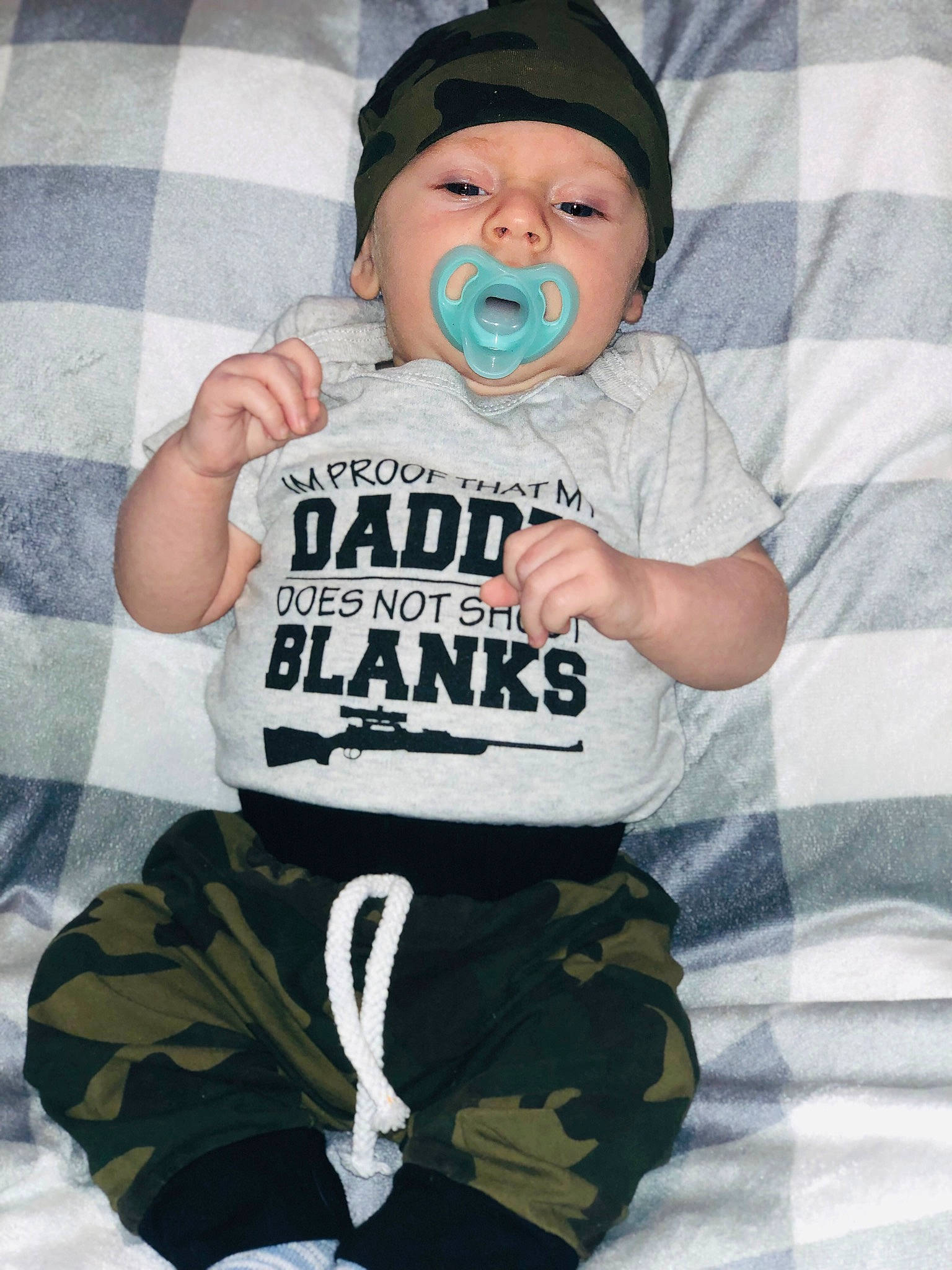 Waylon joined the competition — help win amazing prizes! baby, baby_products, baby_toddler_clothing, cap, child, comfort, cool, face, font, grey, happy, hat, head, headwear, linens, military_camouflage, pattern, person, sleeve, sportswear