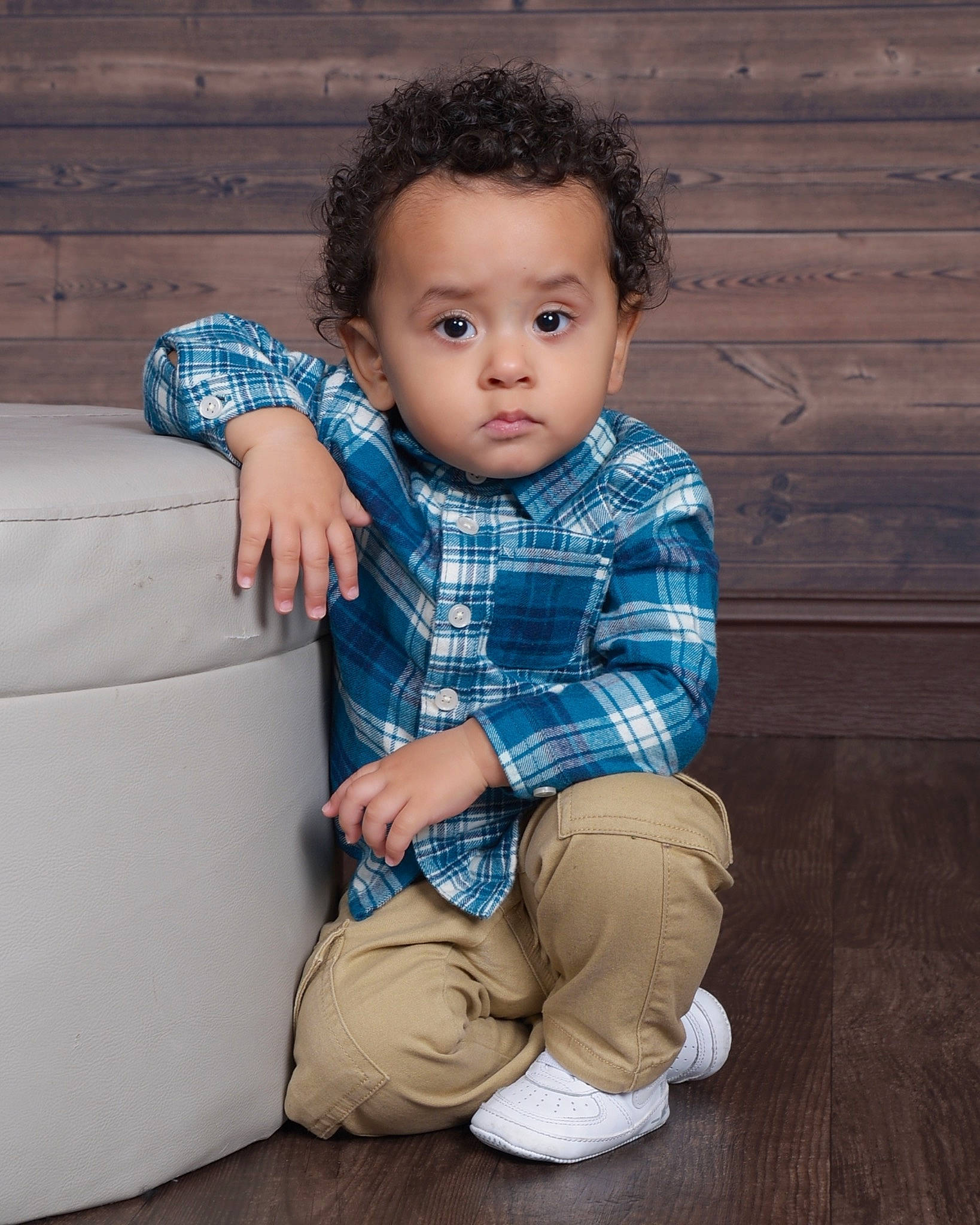 Jovanni is registered to the contest to win money with this photo: baby, baby_toddler_clothing, cheek, comfort, dress_shirt, electric_blue, eye, face, flash_photography, happy, head, iris, pattern, person, plaid, sitting, skin, sleeve, tartan, toddler