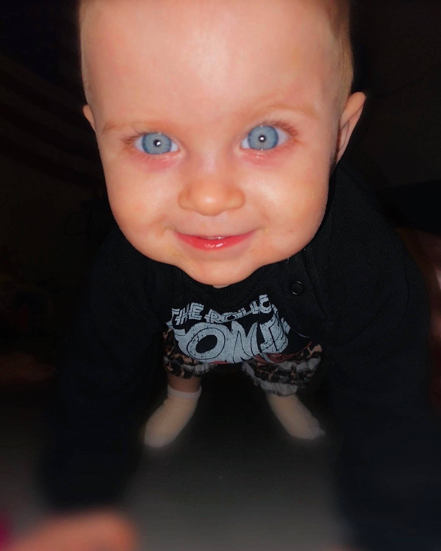 Brynnleigh is registered to the contest to win money with this photo: arm, baby_toddler_clothing, cheek, child, eyebrow, eyelash, flash_photography, hair, happy, human_body, iris, joy, lip, neck, nose, person, sitting, skin, sleeve, smile