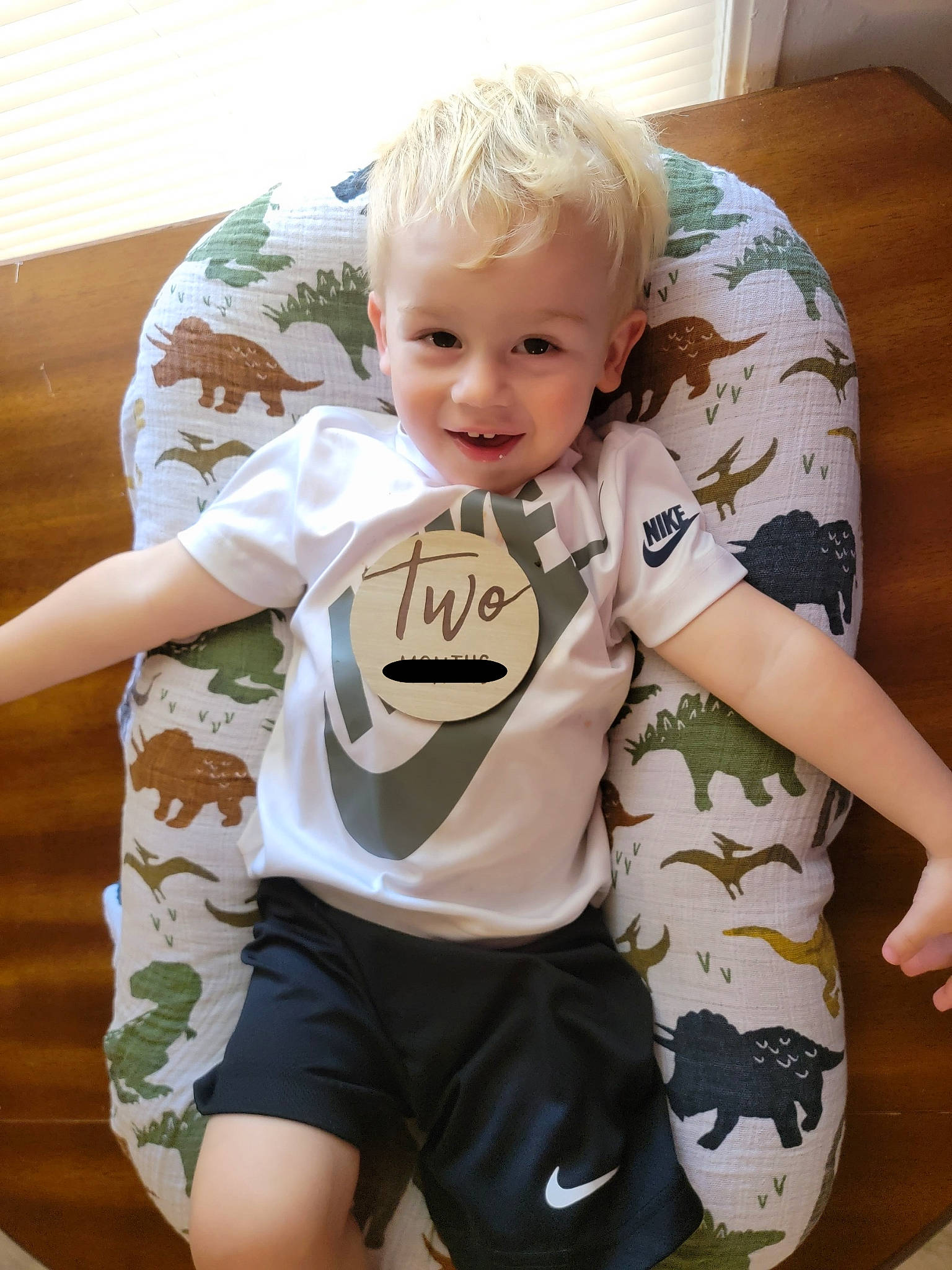 Emmett joined the competition — help win amazing prizes! abdomen, baby, baby_toddler_clothing, cheek, child, comfort, eye, face, finger, happy, head, iris, joy, knee, person, skin, sleeve, smile, t_shirt, thigh